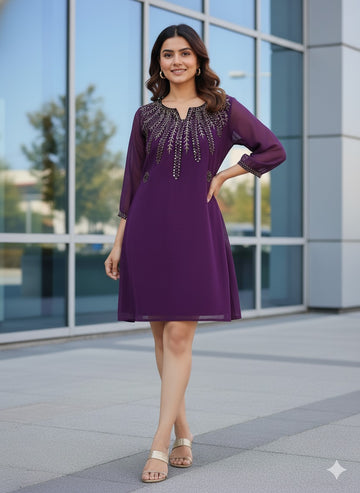 Purple Embroided Dress