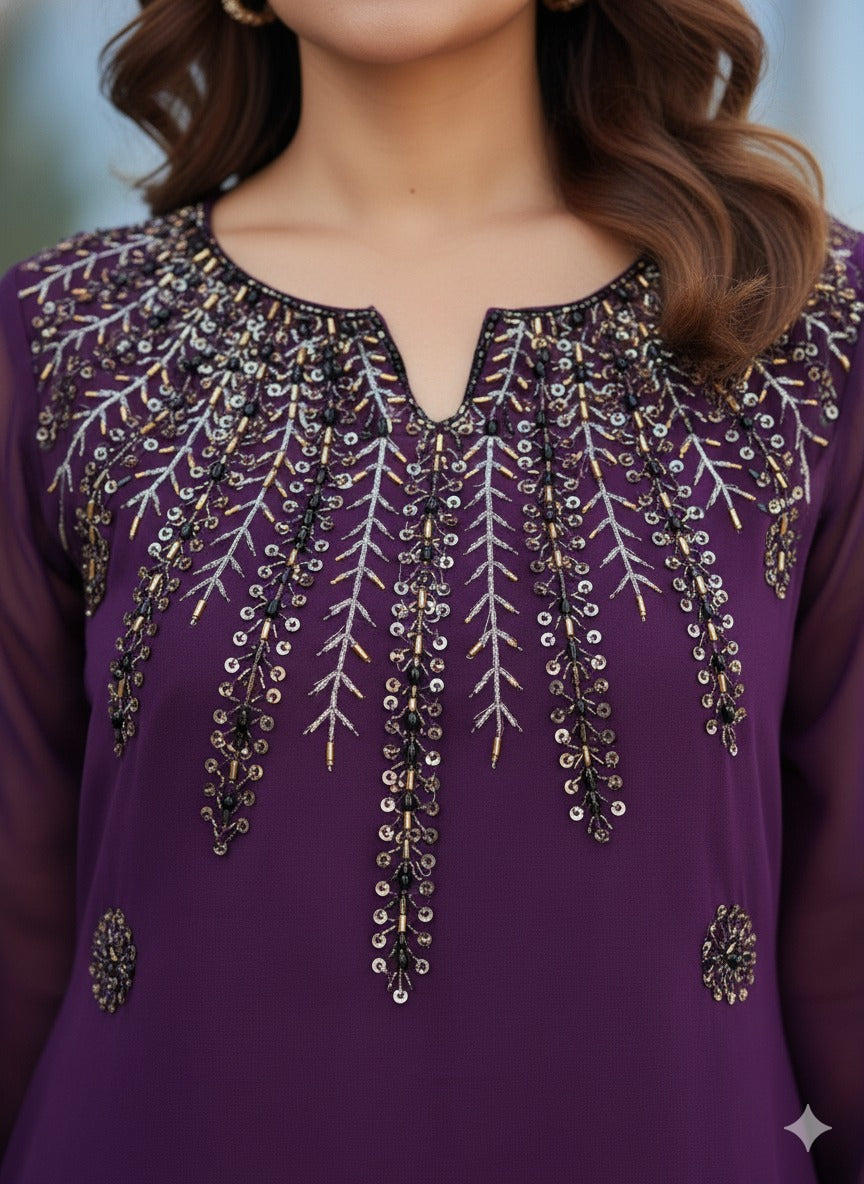 Purple Embroided Dress