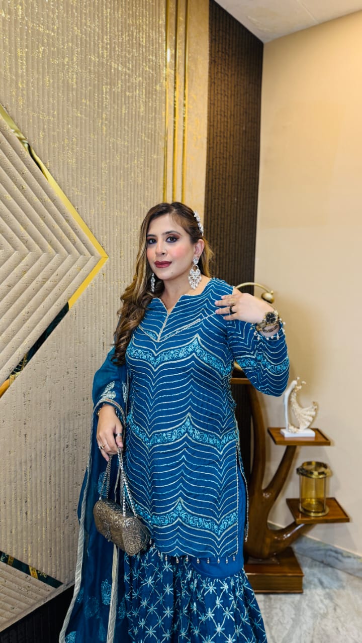 Peacock Ribbon Garara Suit