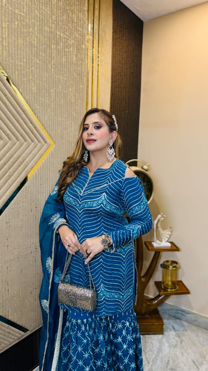 Peacock Ribbon Garara Suit