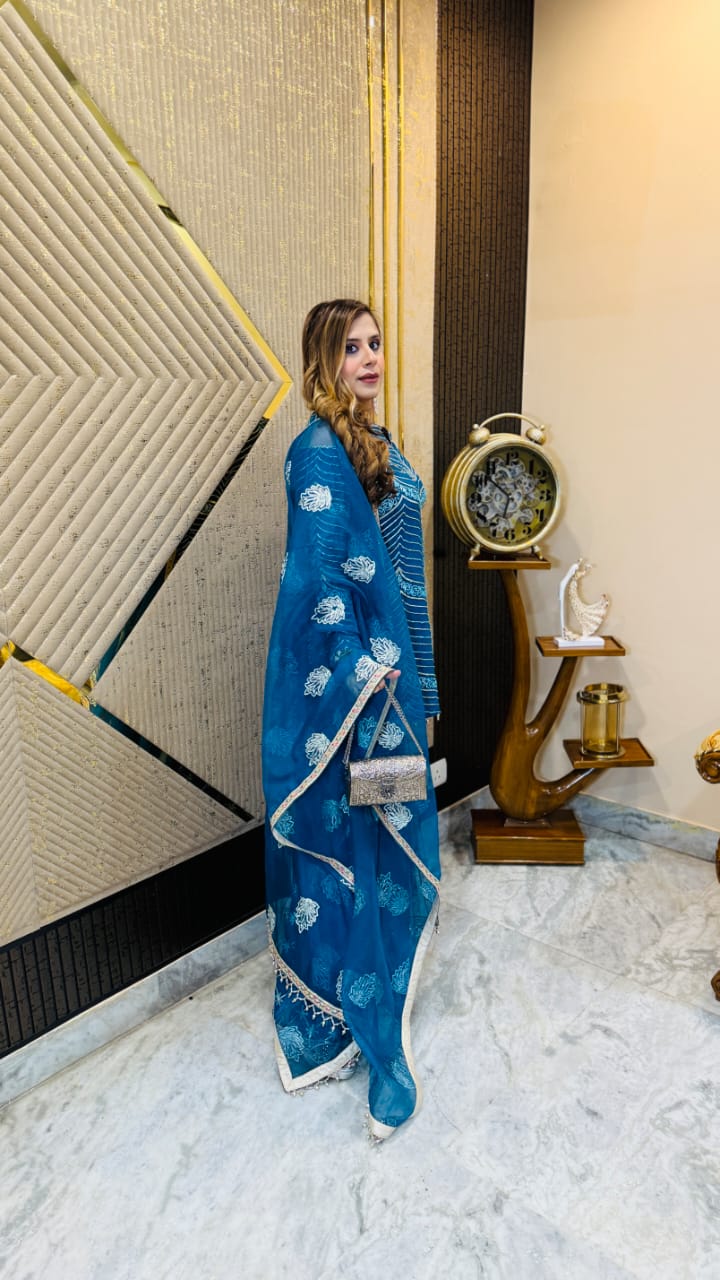 Peacock Ribbon Garara Suit