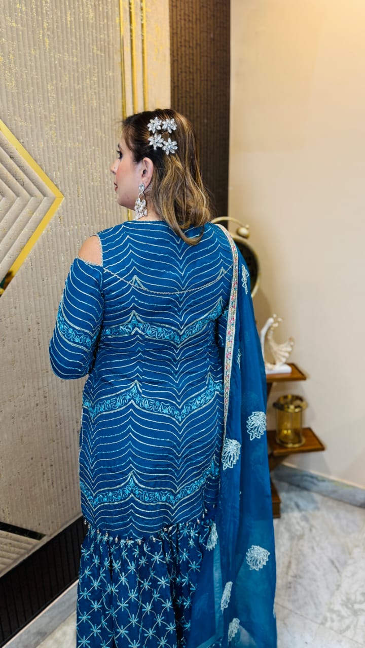 Peacock Ribbon Garara Suit