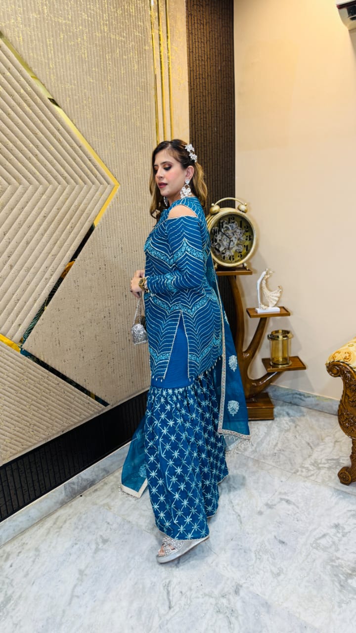 Peacock Ribbon Garara Suit