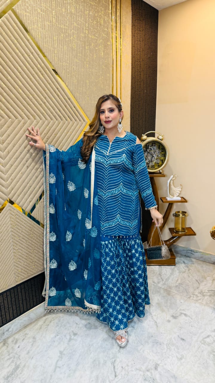 Peacock Ribbon Garara Suit