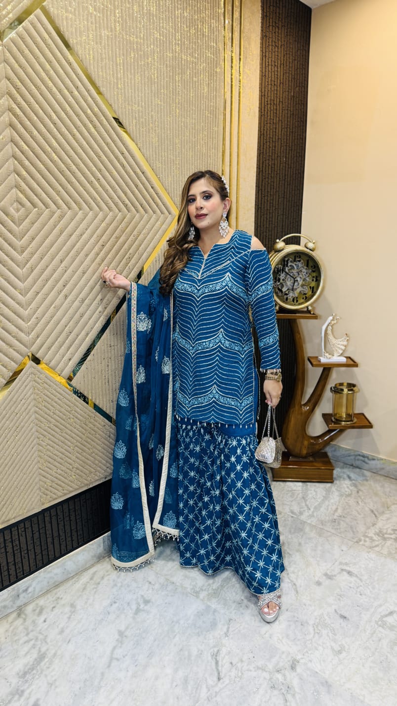 Peacock Ribbon Garara Suit