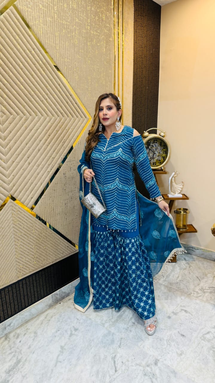 Peacock Ribbon Garara Suit