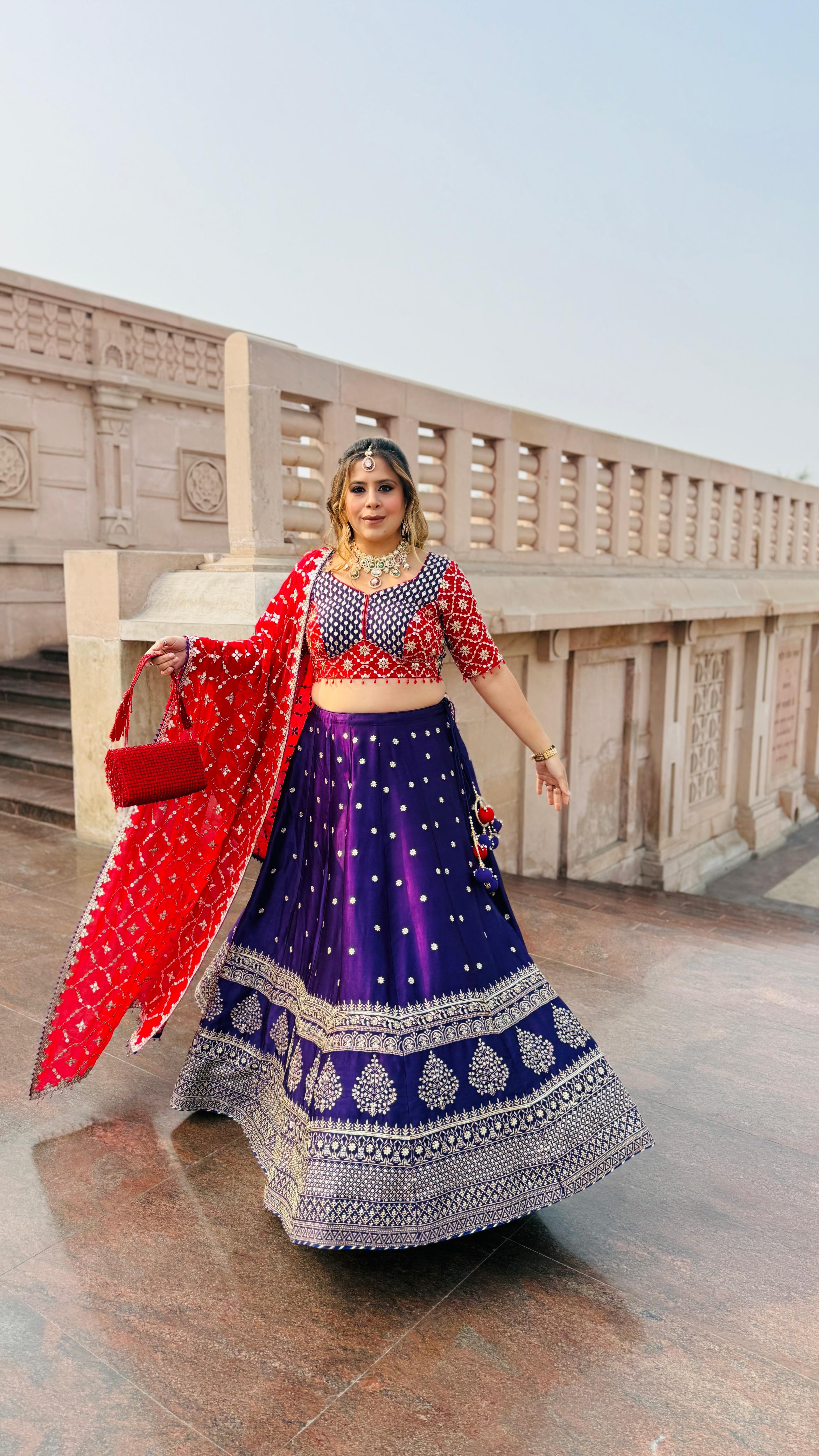 Purple Chanderi Lehenga Set