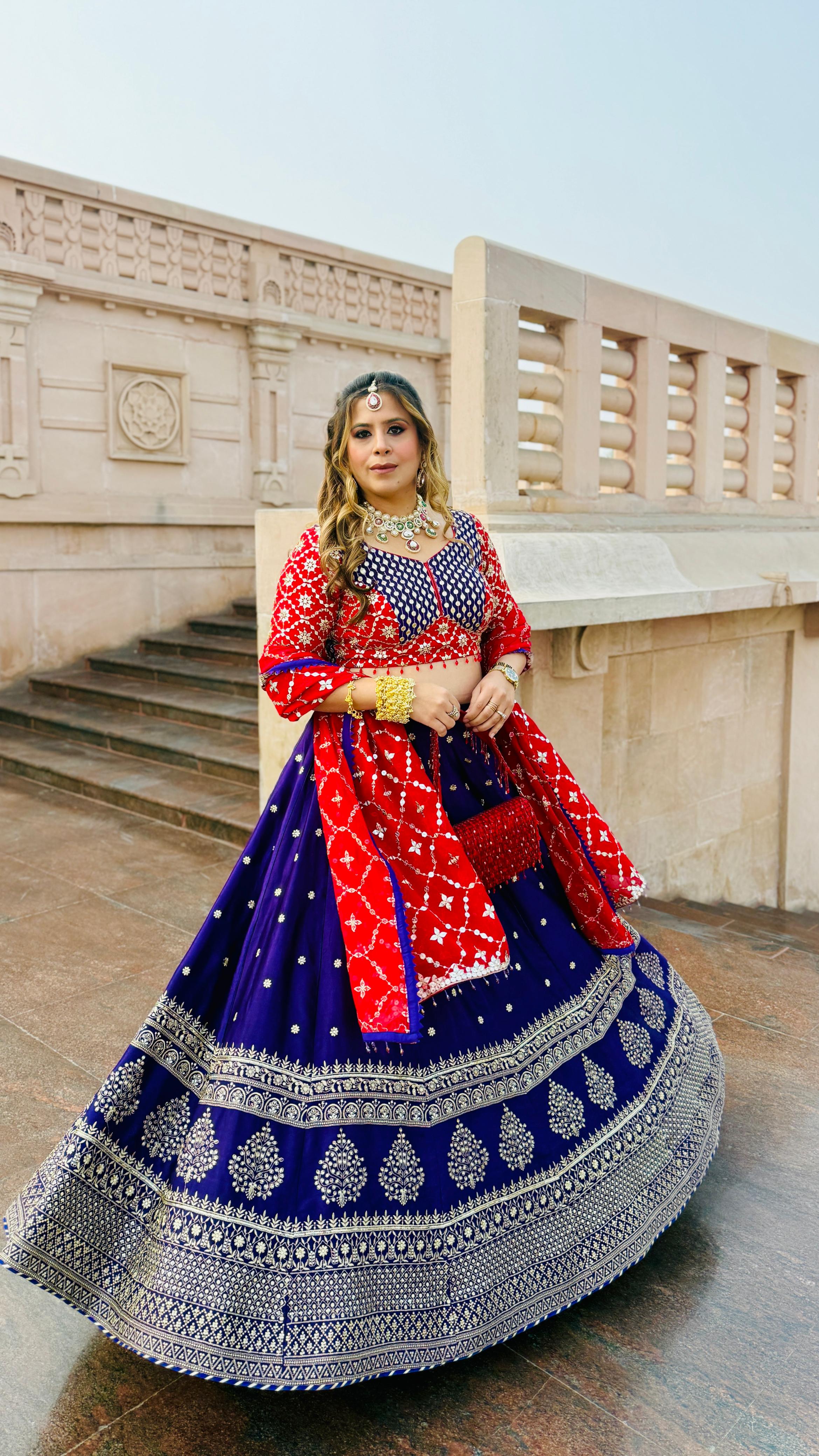 Purple Chanderi Lehenga Set