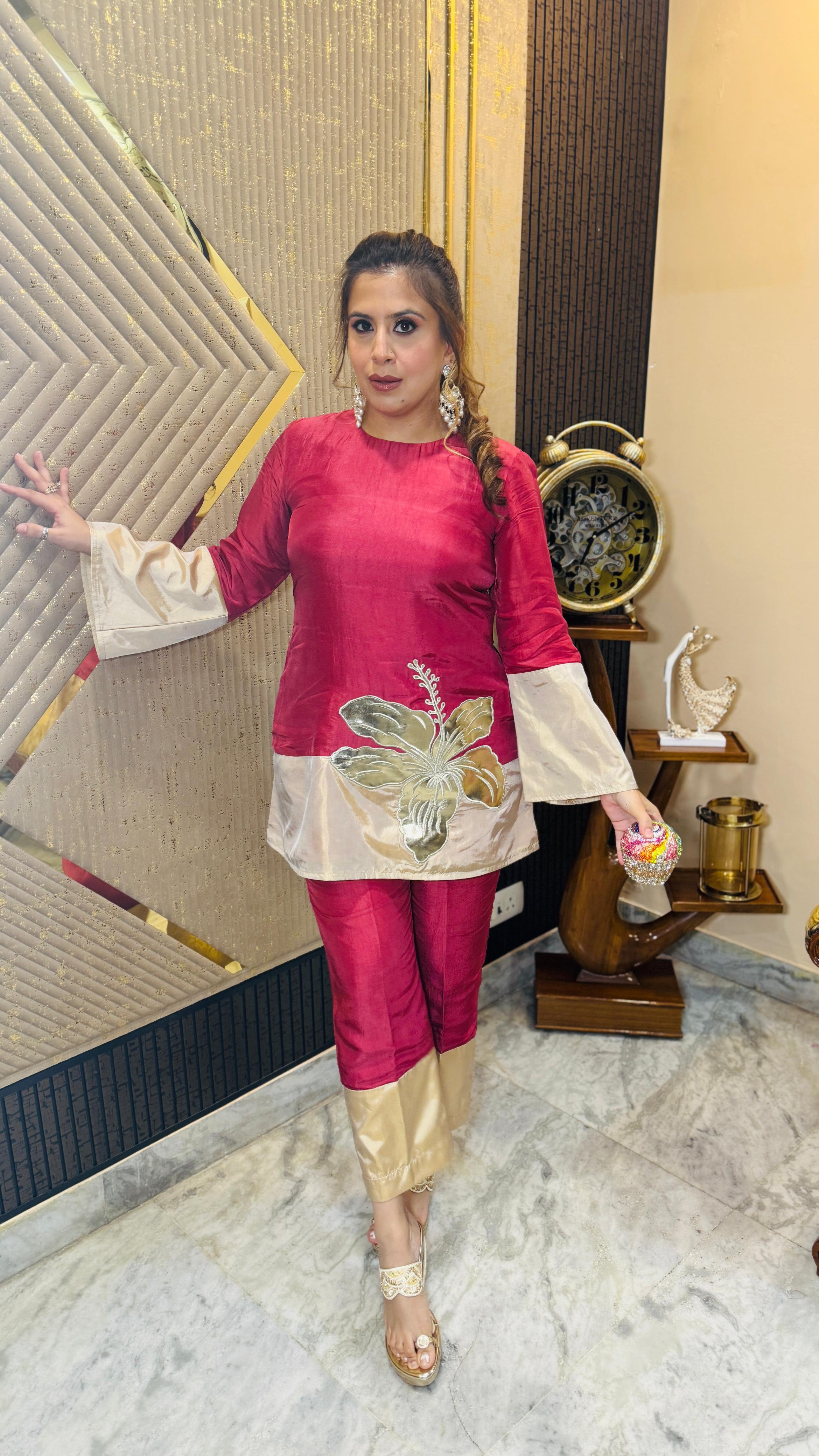 Hot Pink Silk Co-Ord Set