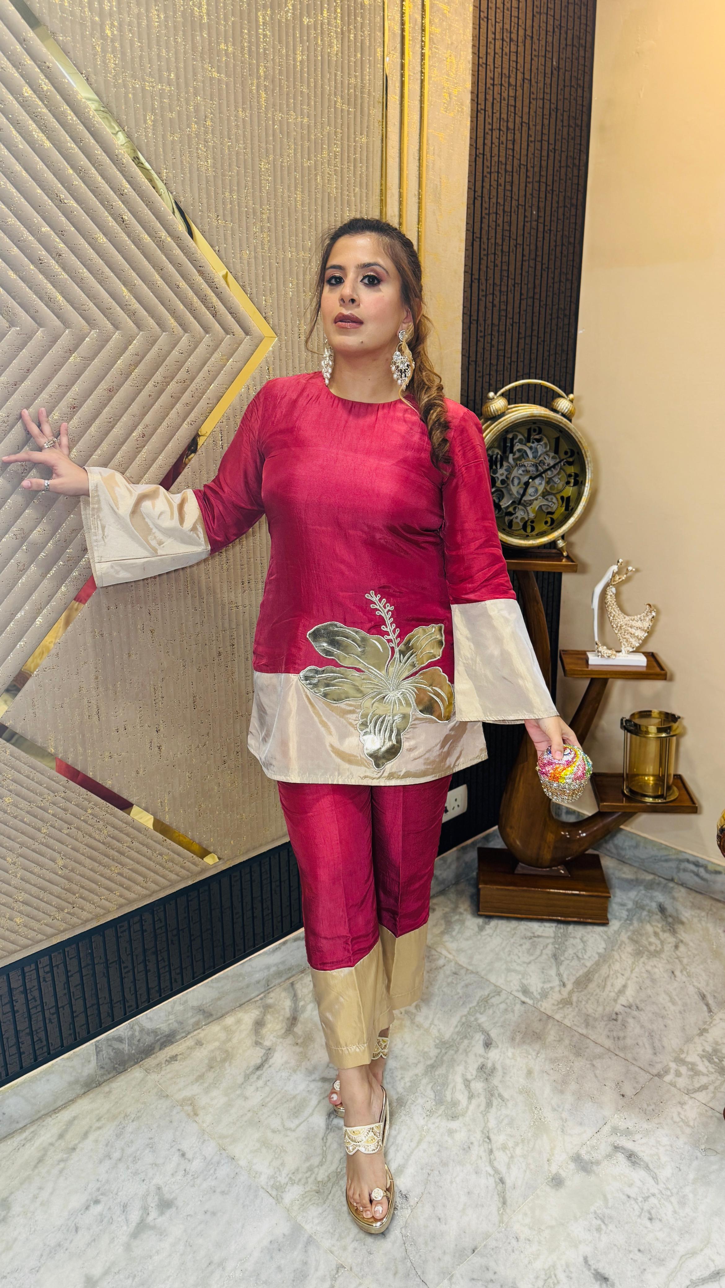 Hot Pink Silk Co-Ord Set