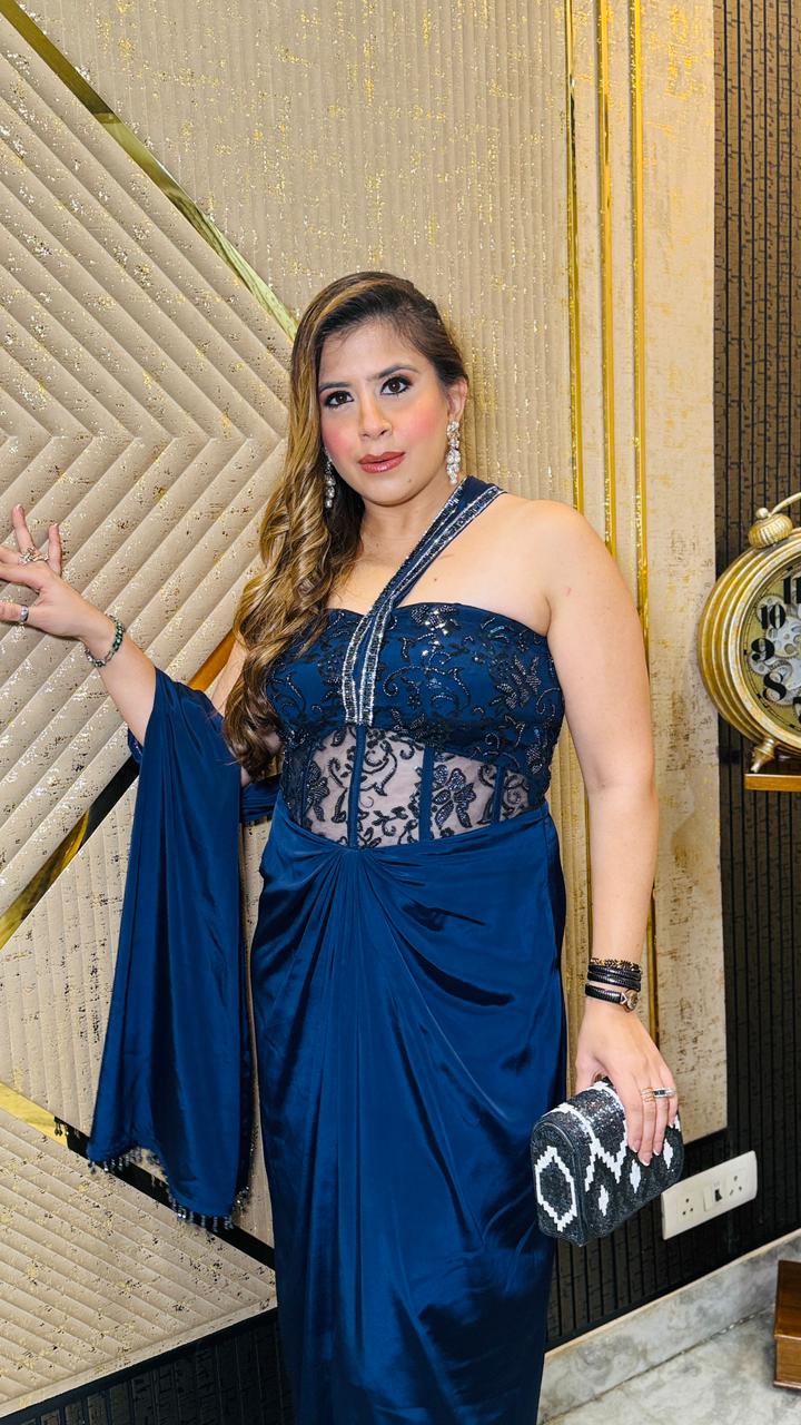 Absolute Blue Drape Gown