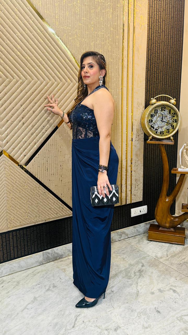 Absolute Blue Drape Gown