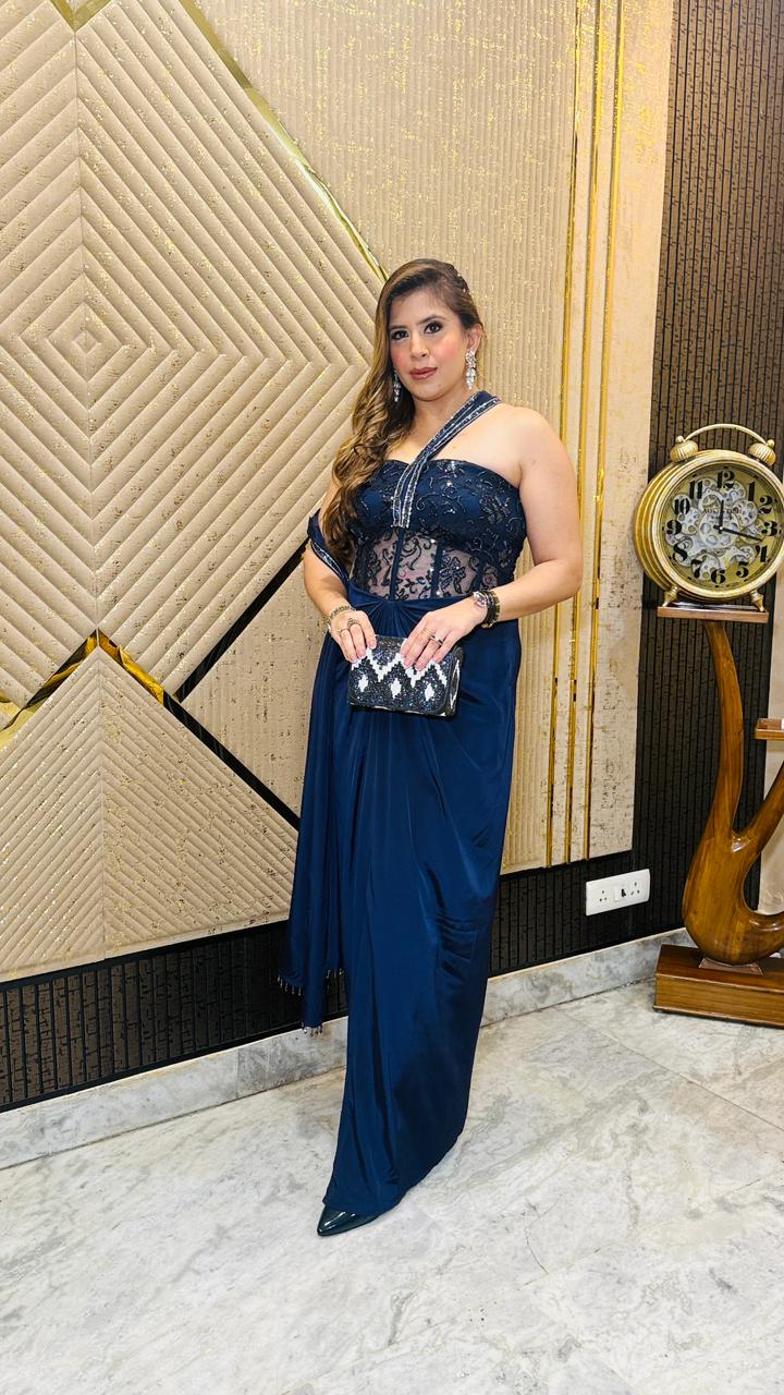 Absolute Blue Drape Gown