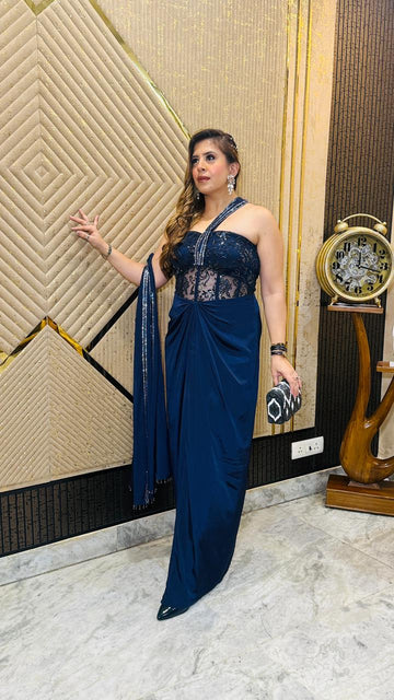 Absolute Blue Drape Gown