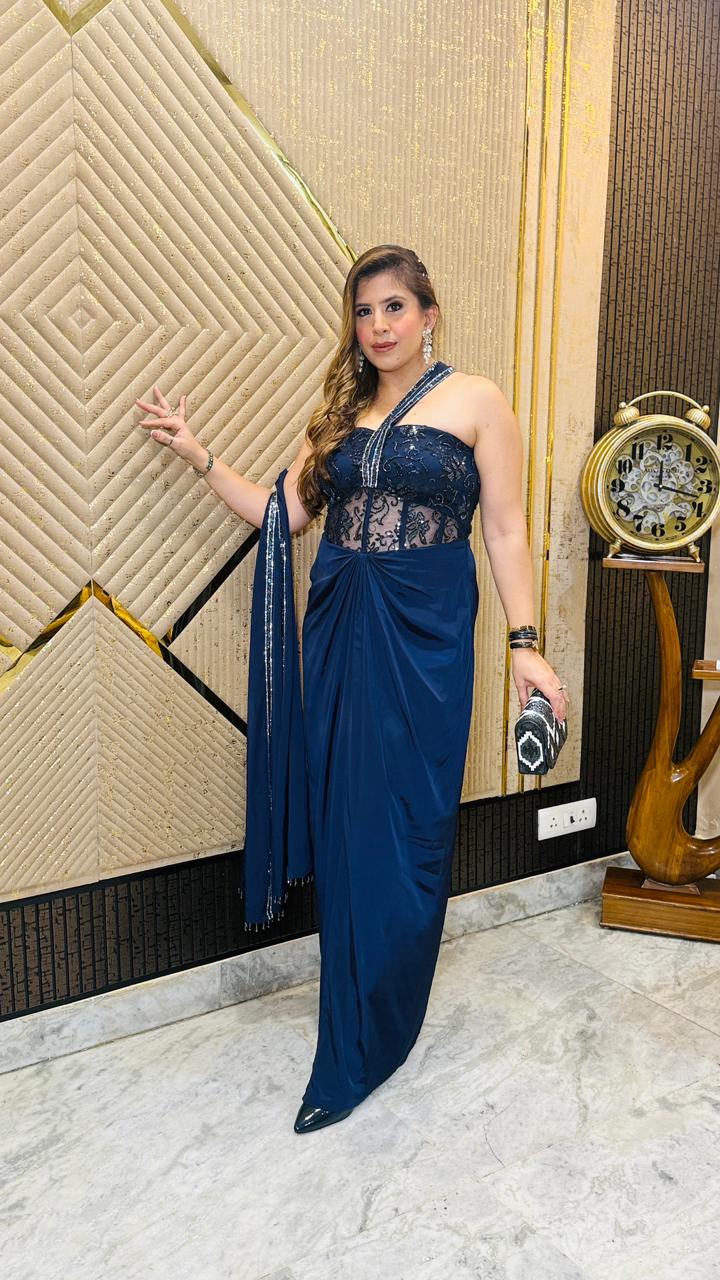 Absolute Blue Drape Gown