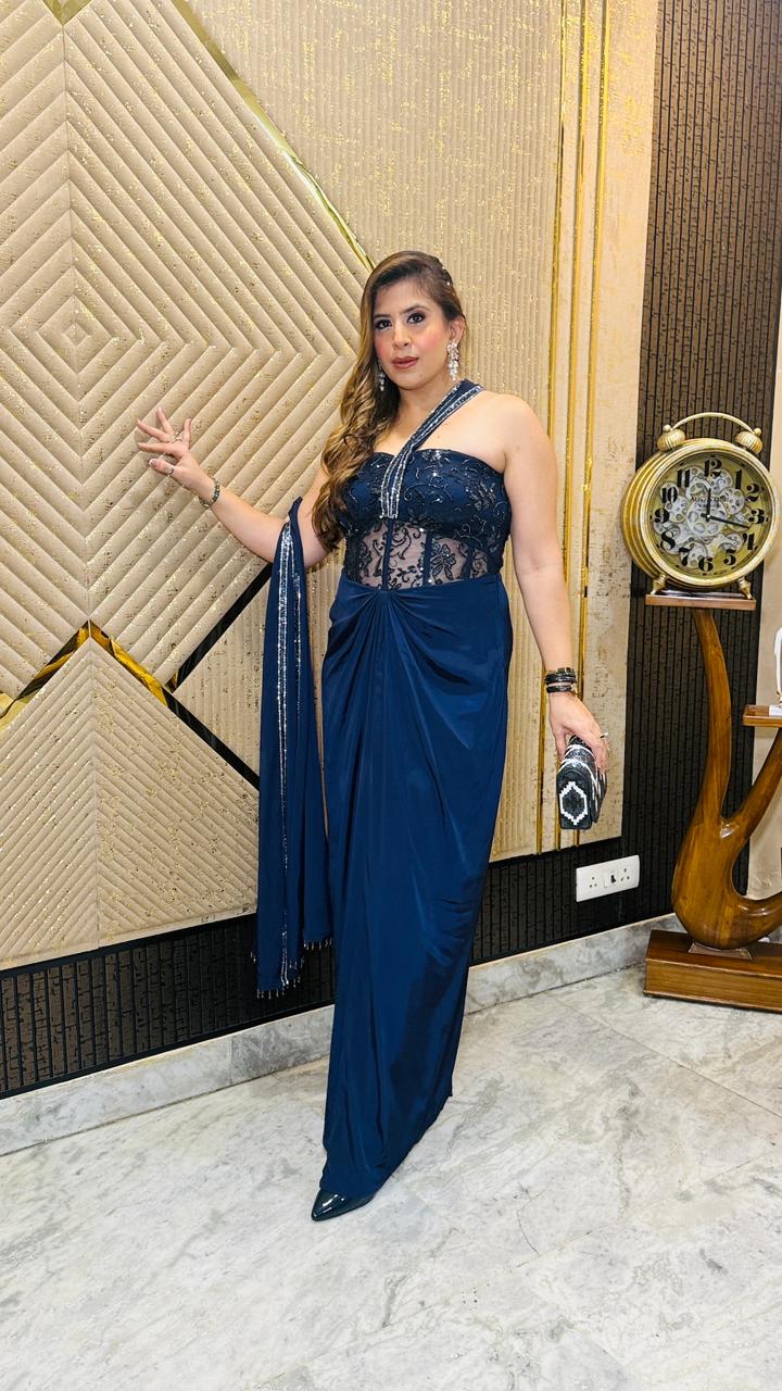 Absolute Blue Drape Gown