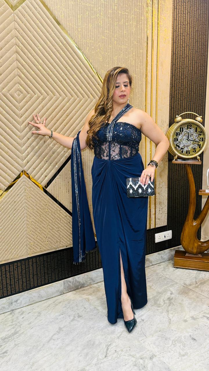 Absolute Blue Drape Gown