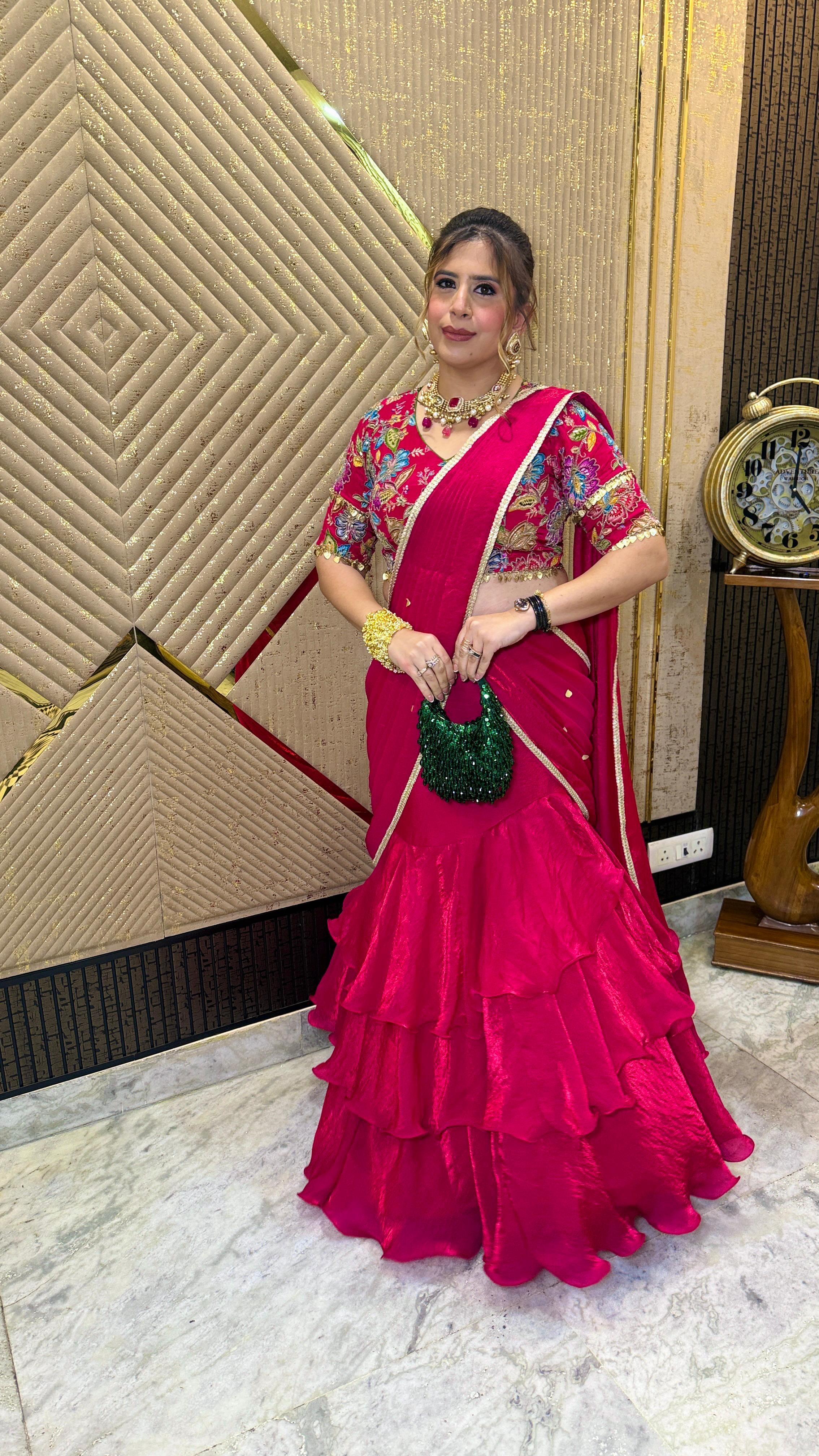 Tickled Pink Fish Cut Saree