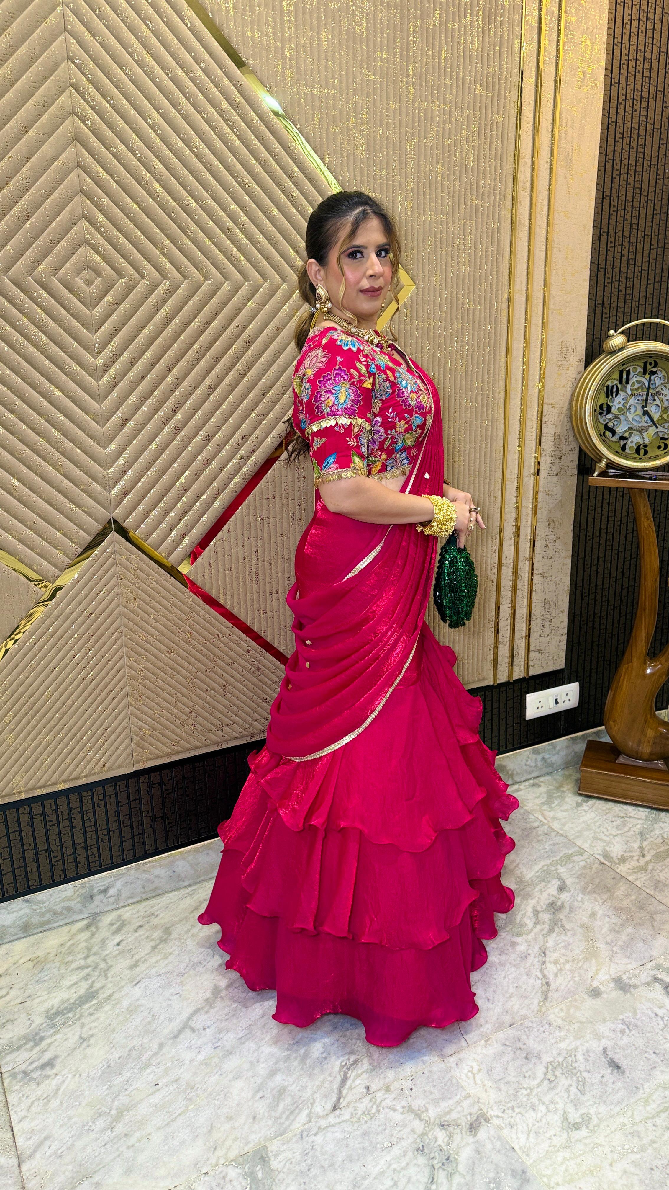 Tickled Pink Fish Cut Saree