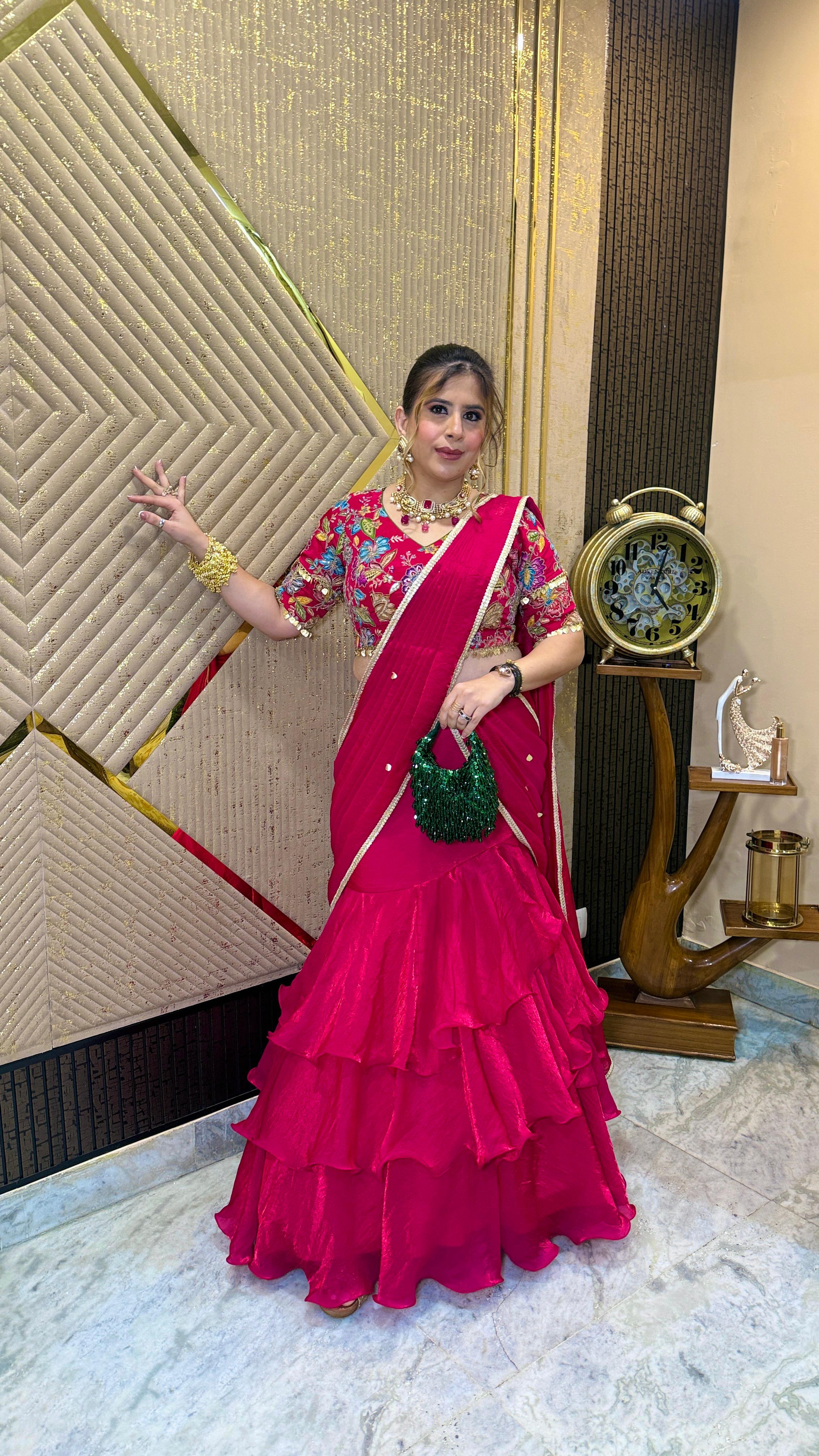 Tickled Pink Fish Cut Saree