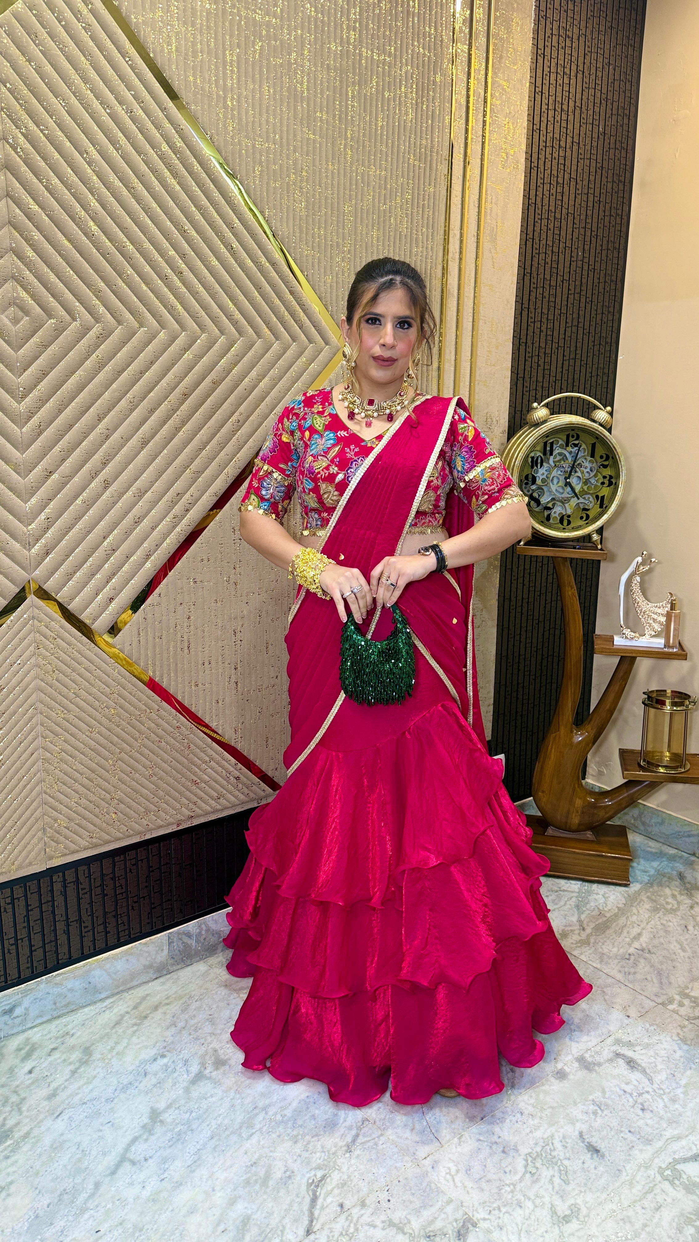 Tickled Pink Fish Cut Saree