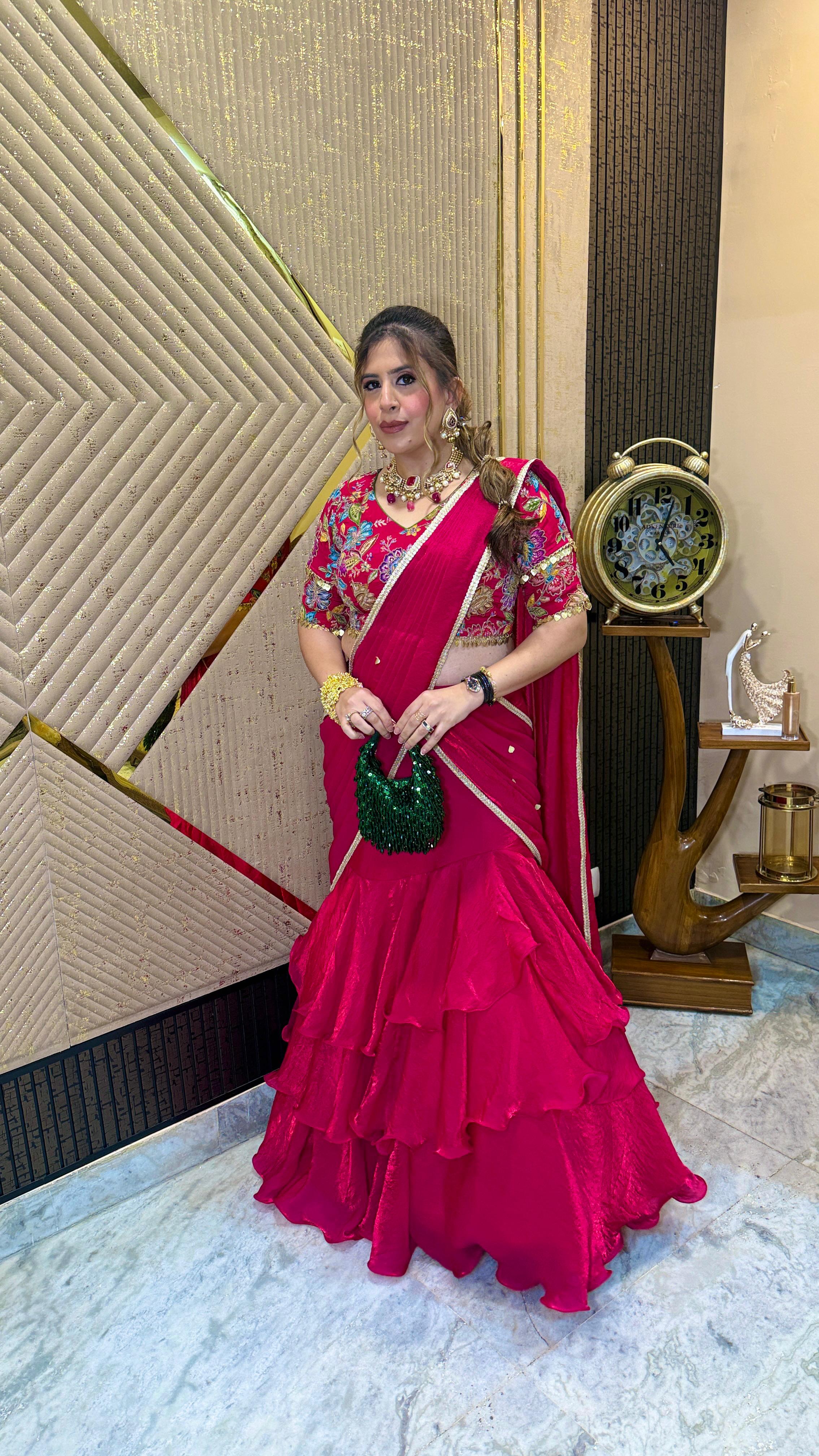 Tickled Pink Fish Cut Saree