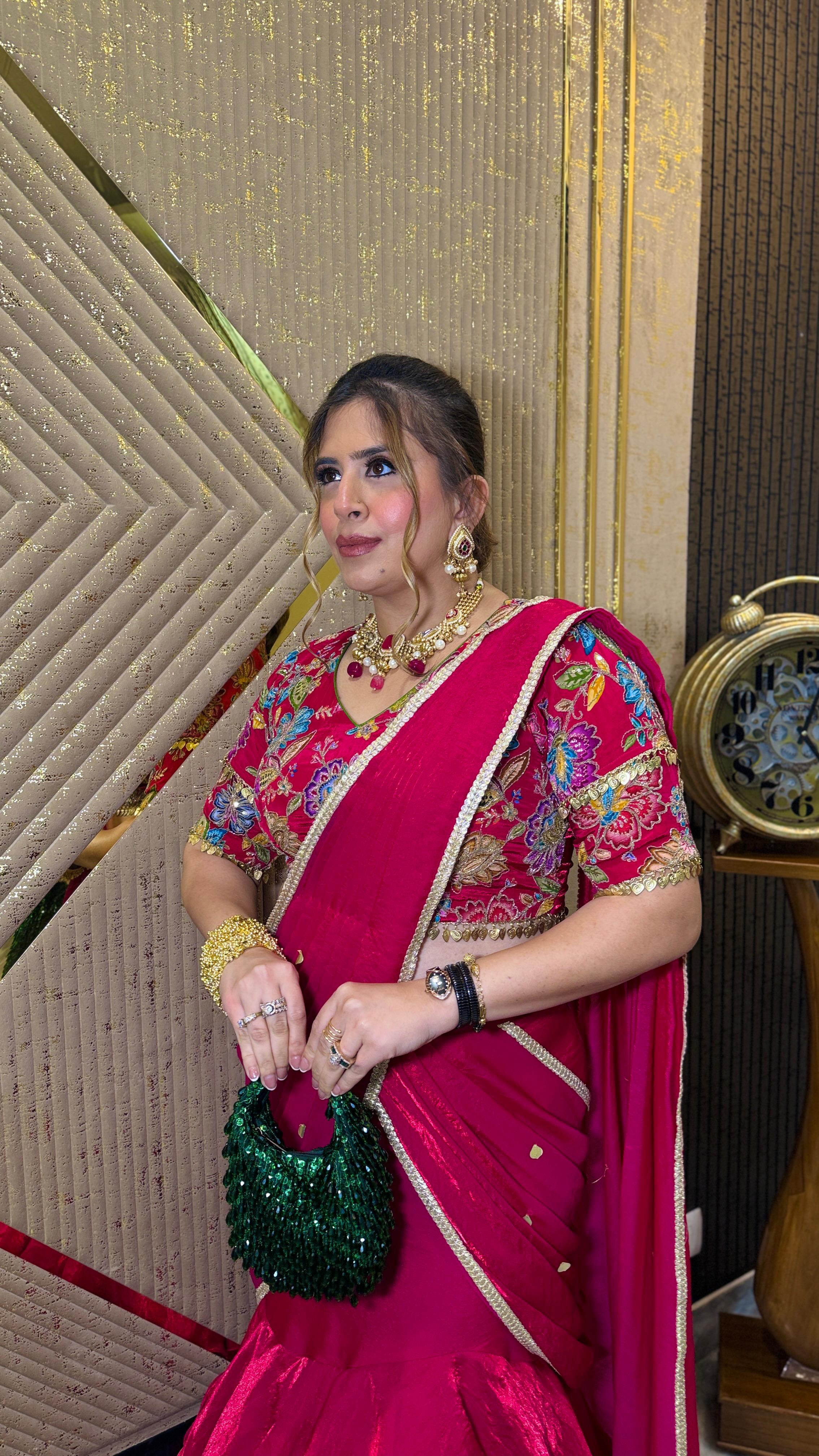 Tickled Pink Fish Cut Saree