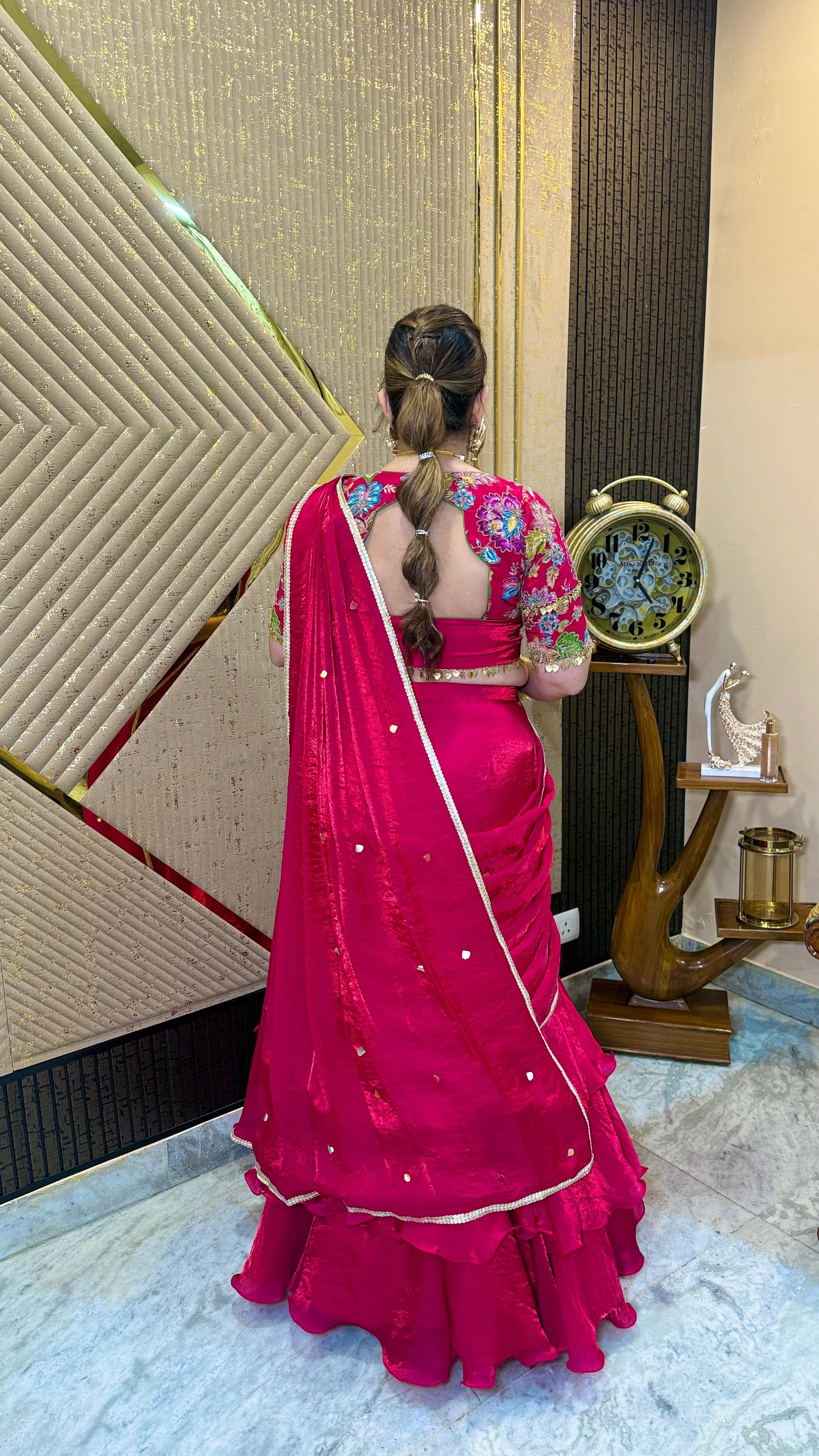 Tickled Pink Fish Cut Saree
