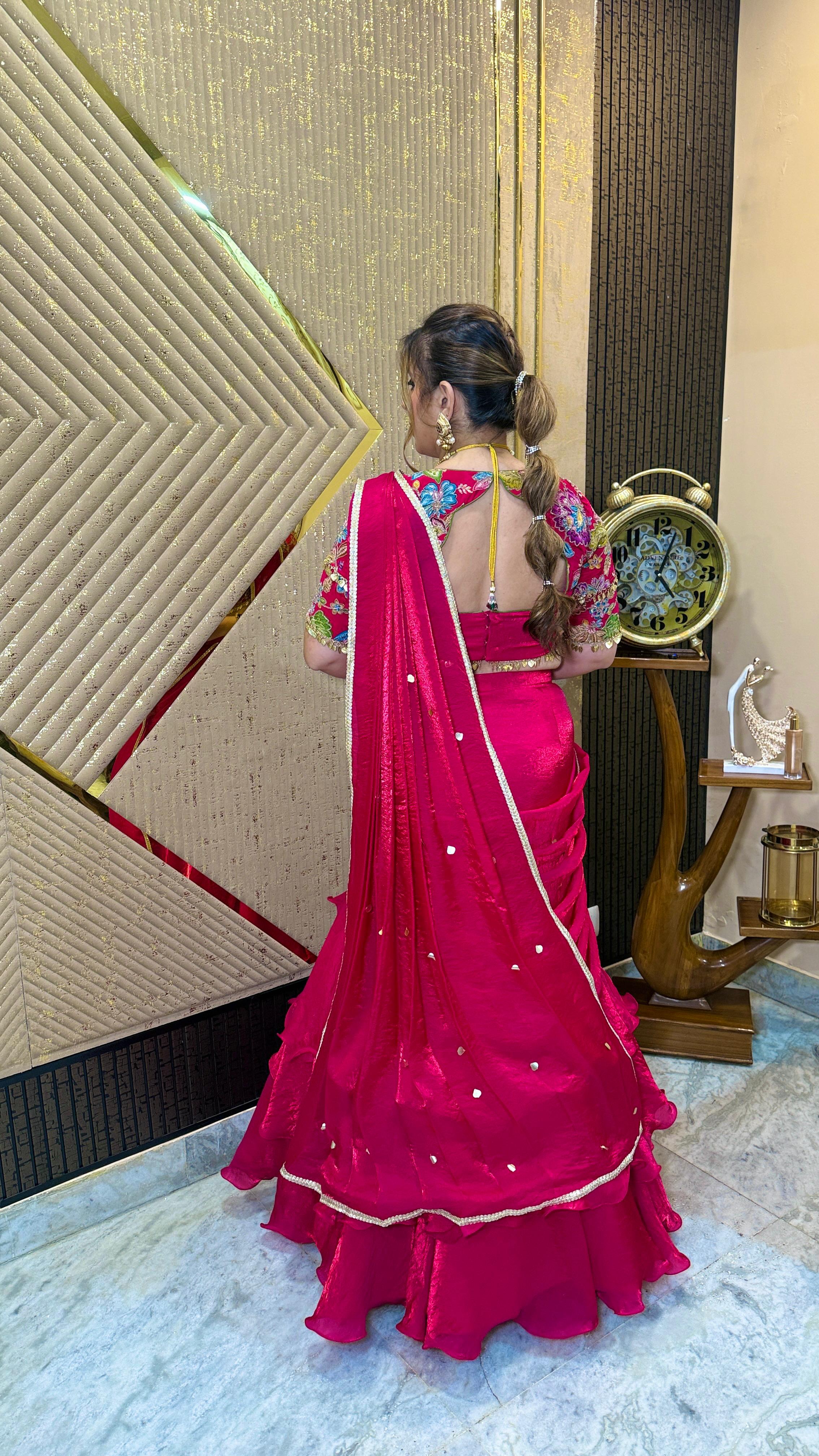 Tickled Pink Fish Cut Saree