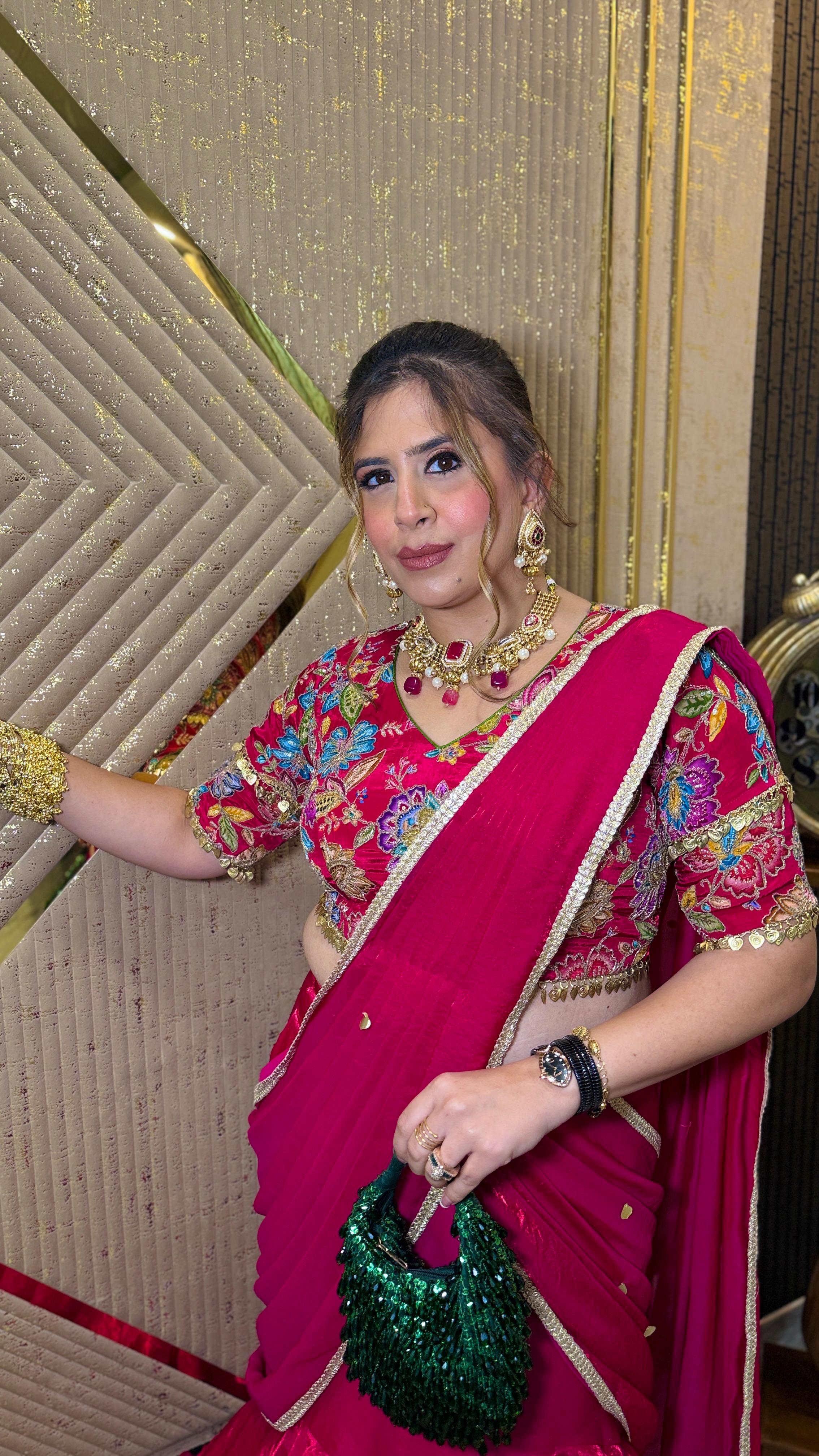 Tickled Pink Fish Cut Saree