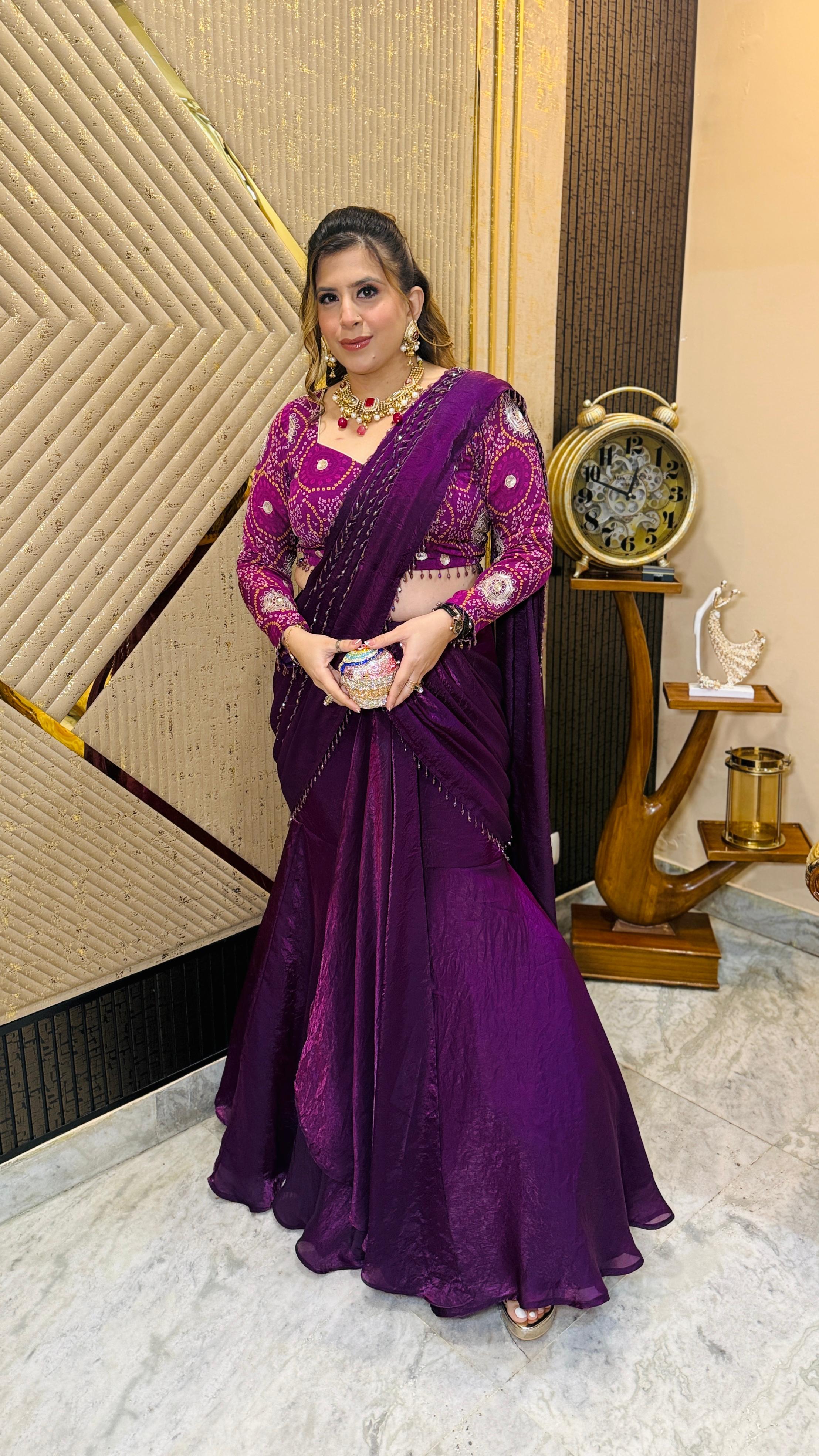 Fringe Drama Fish Cut Saree
