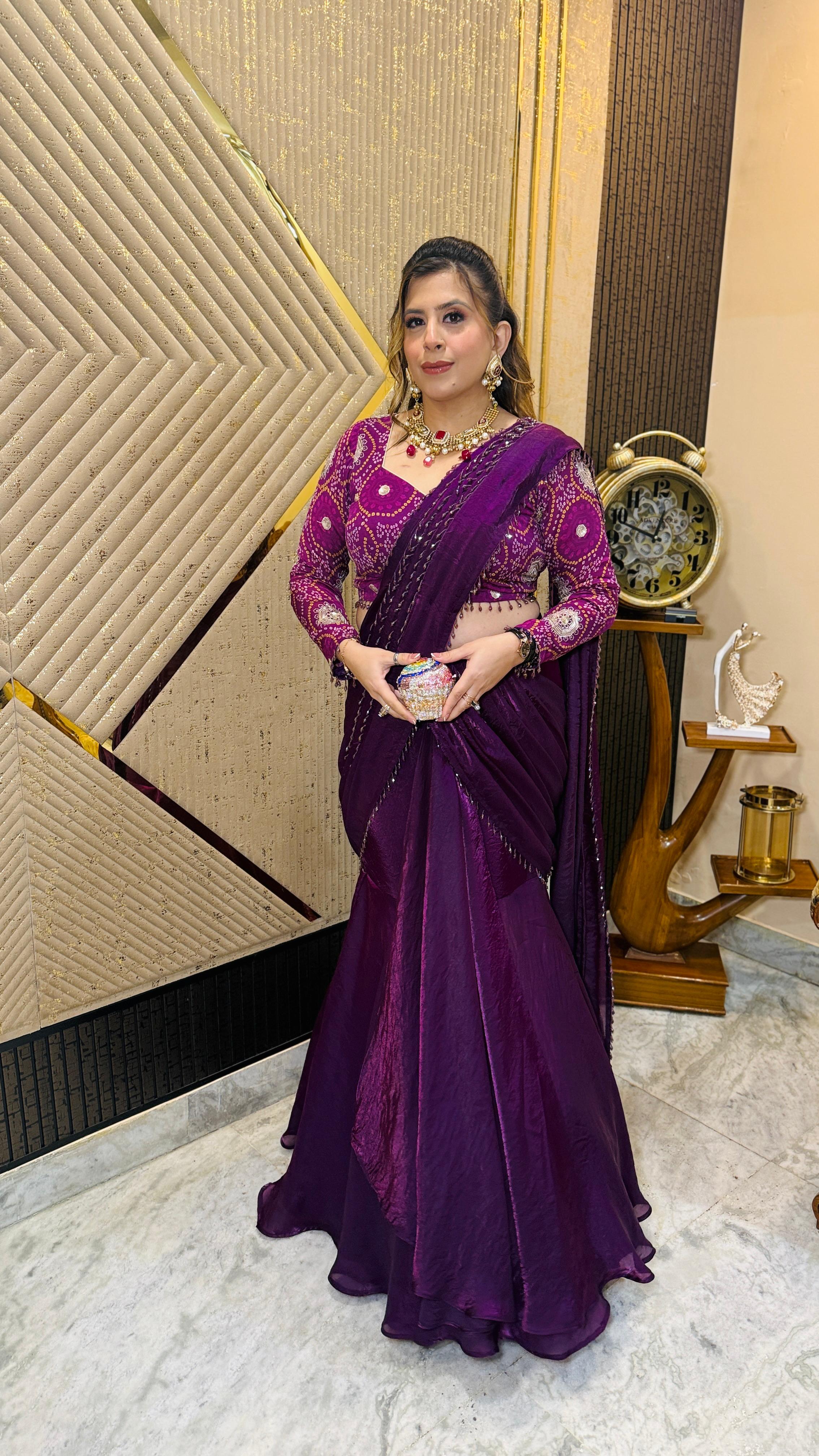 Fringe Drama Fish Cut Saree