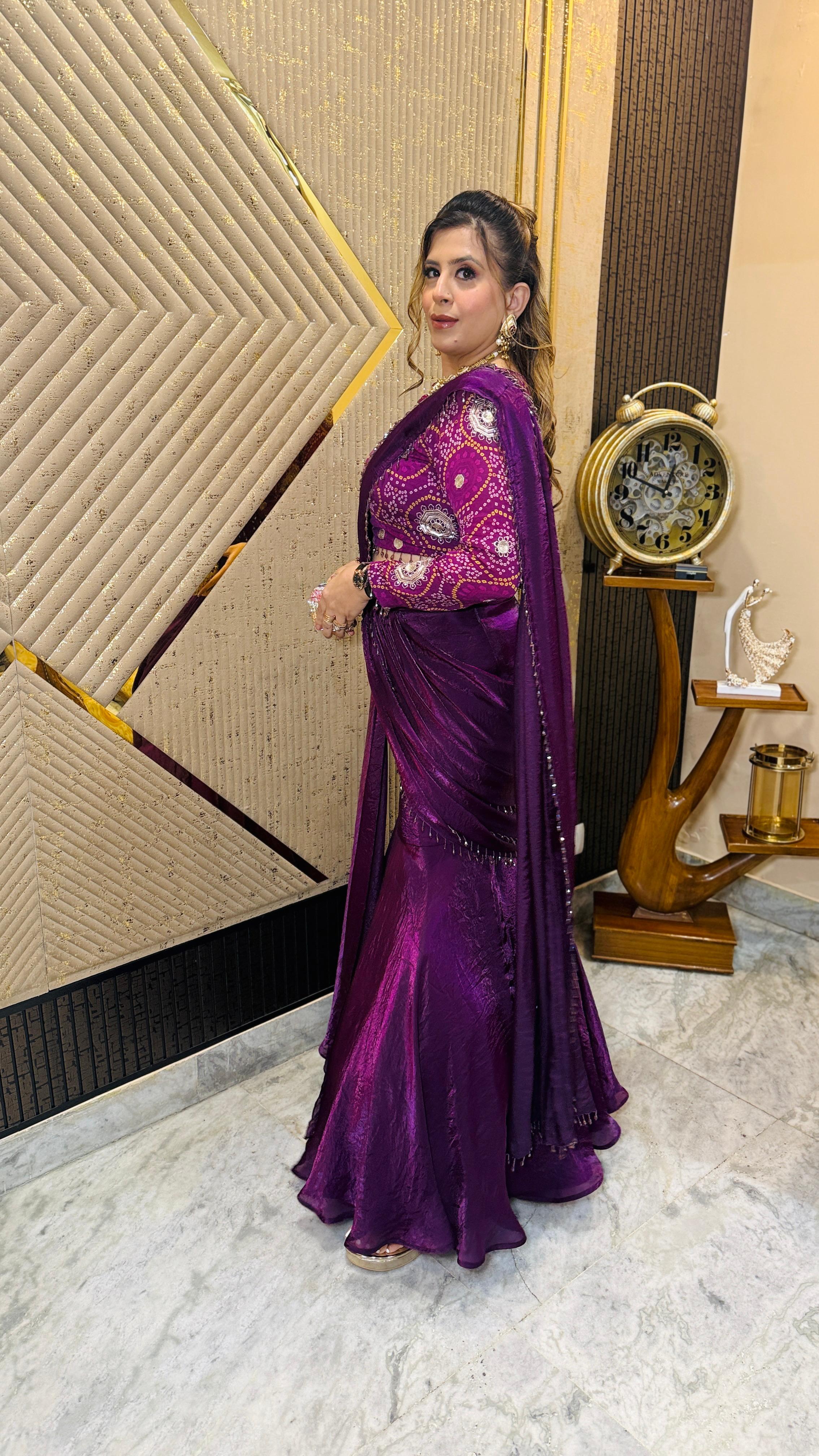 Fringe Drama Fish Cut Saree