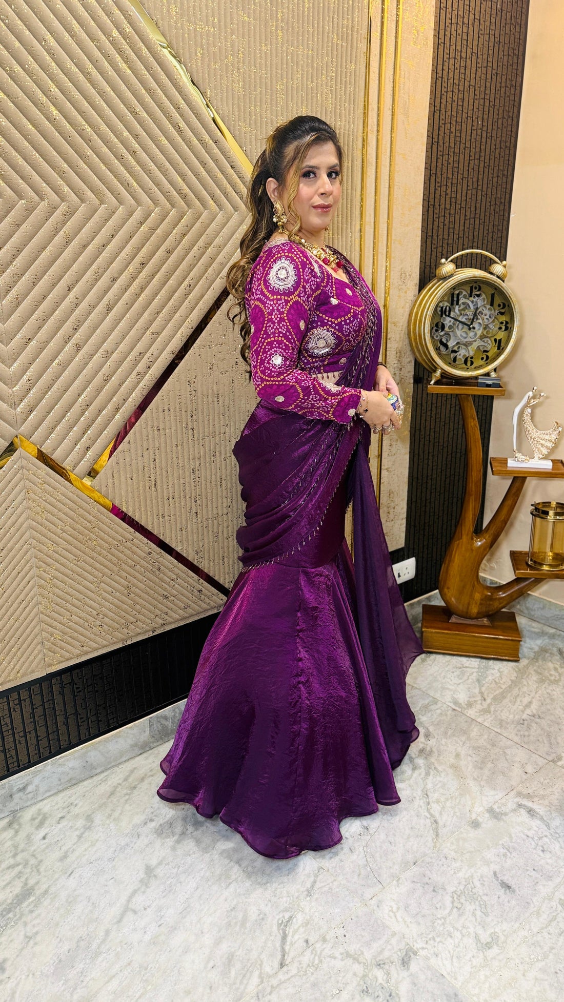 Fringe Drama Fish Cut Saree