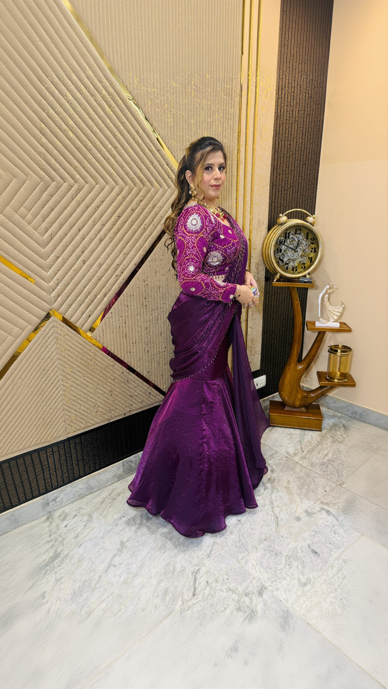 Fringe Drama Fish Cut Saree | Party Wear | Lakhina Couture - Look 2