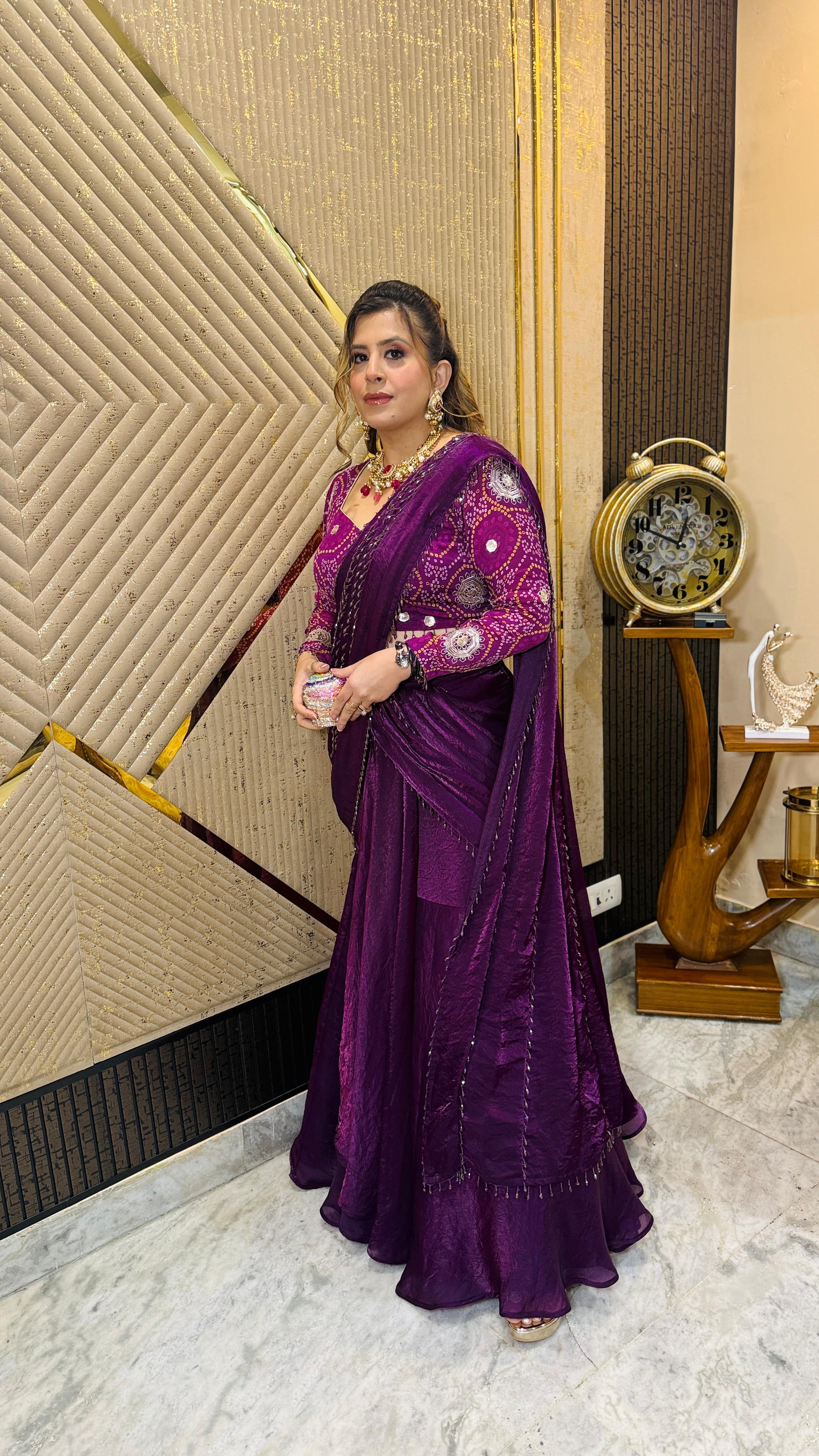 Fringe Drama Fish Cut Saree