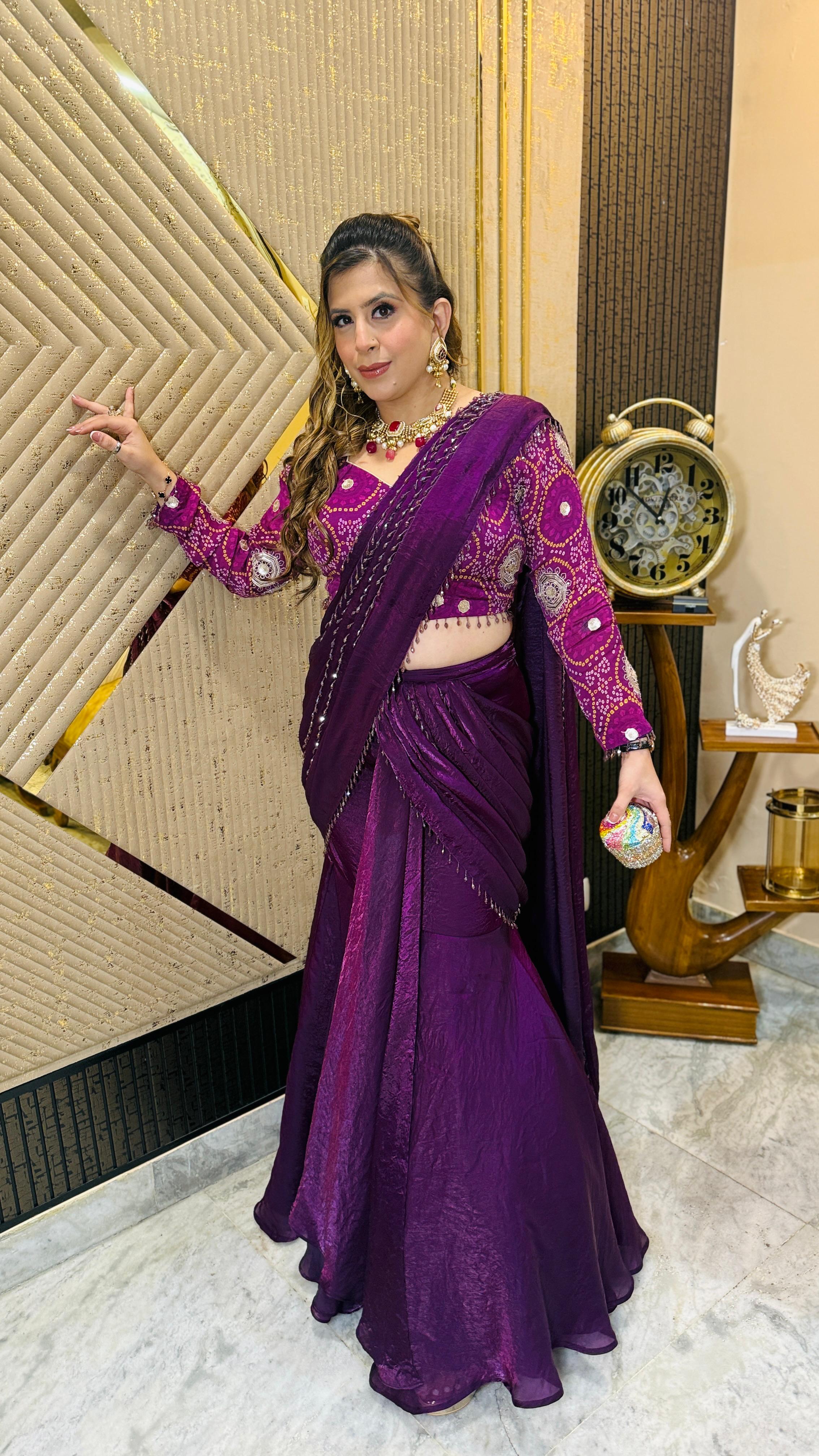 Fringe Drama Fish Cut Saree