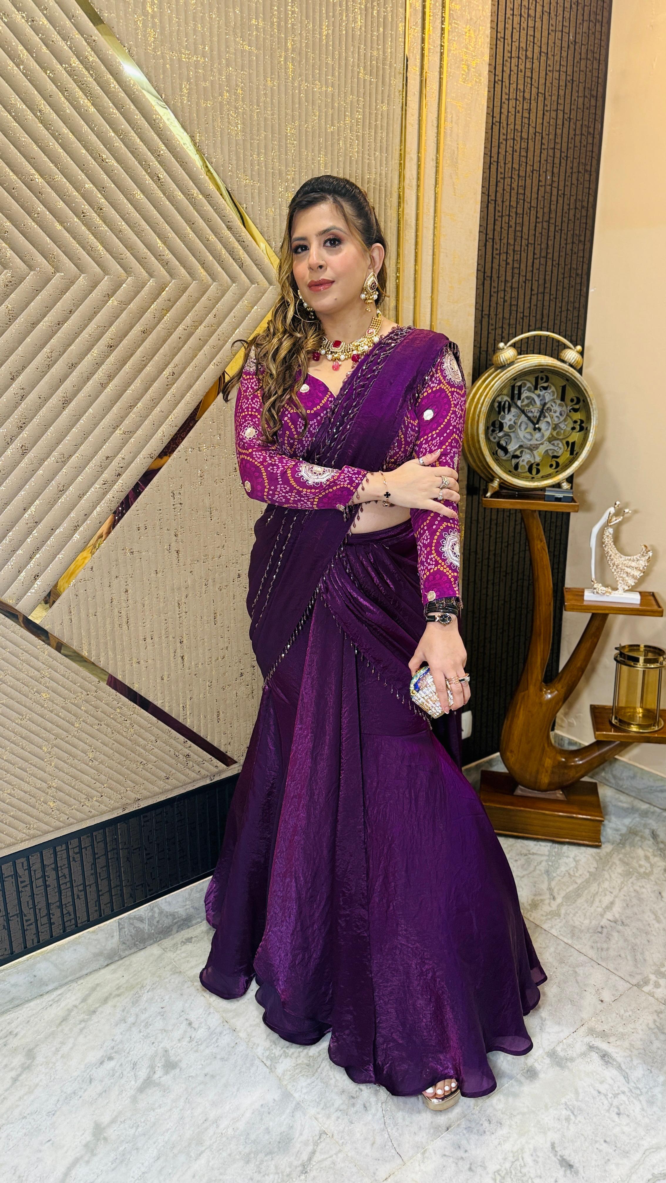 Fringe Drama Fish Cut Saree