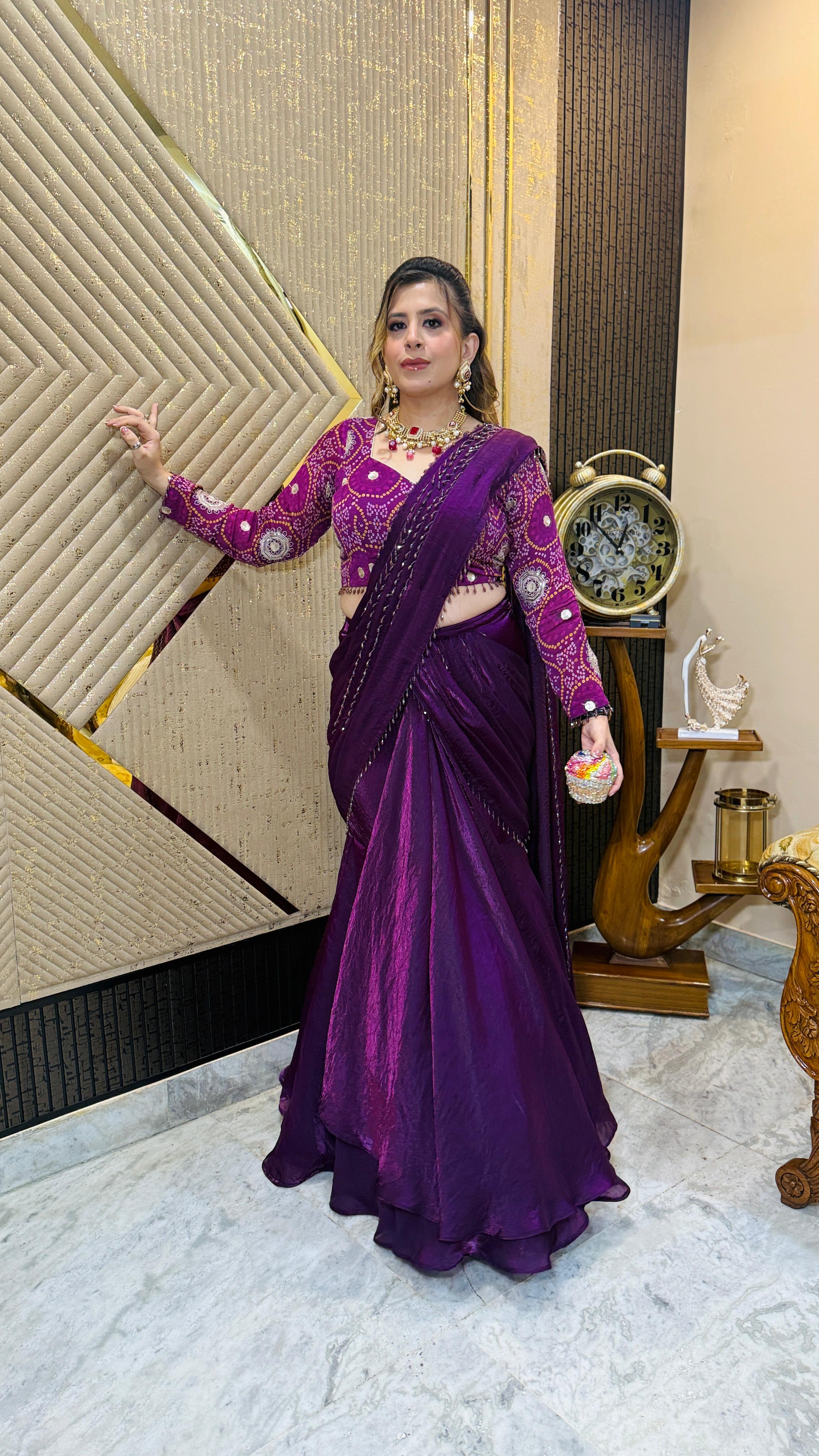 Fringe Drama Fish Cut Saree