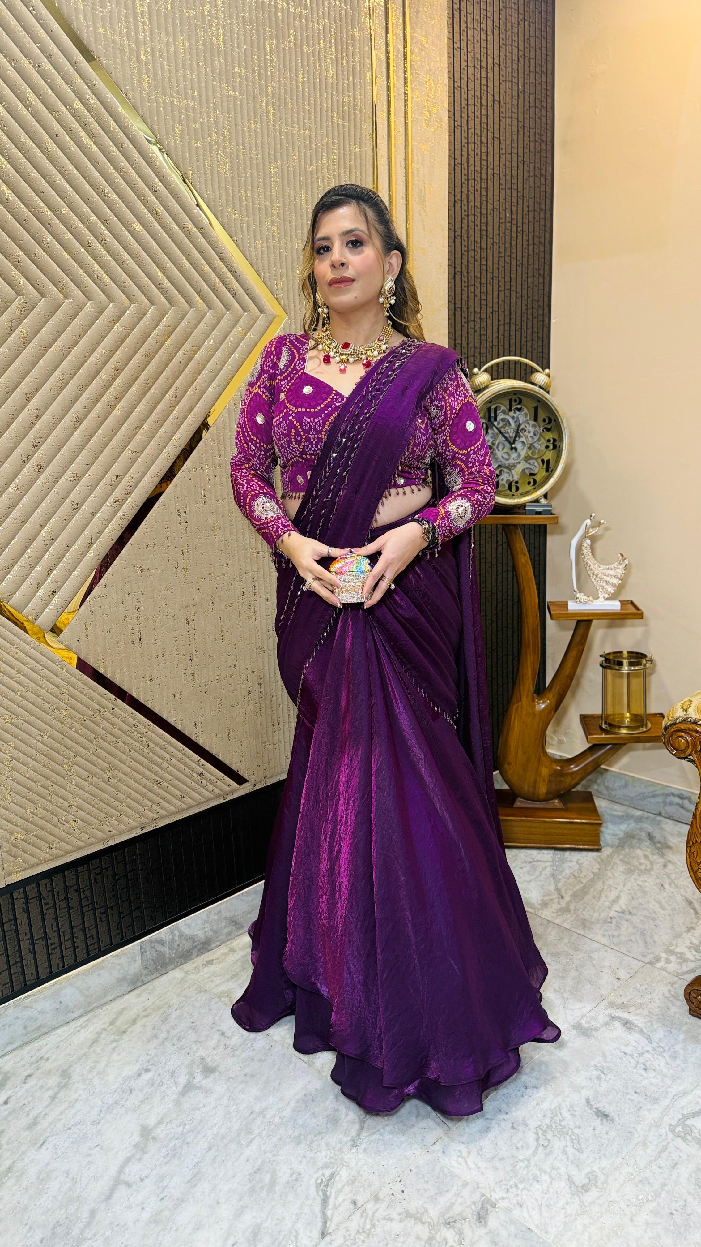 Fringe Drama Fish Cut Saree