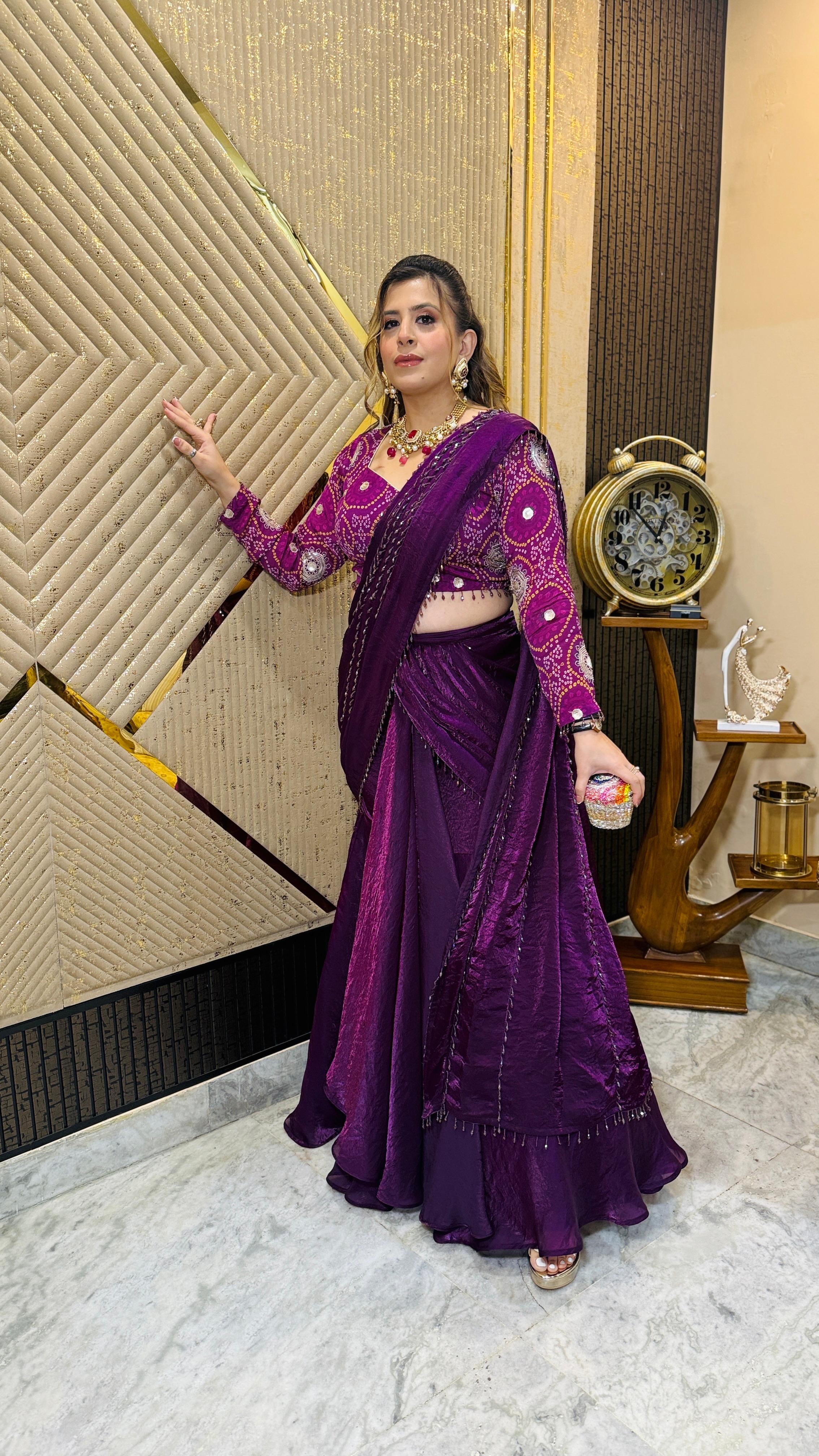 Fringe Drama Fish Cut Saree