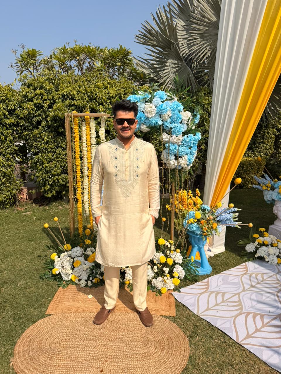 Hand-Embroidered Silk Kurta Set with Pants