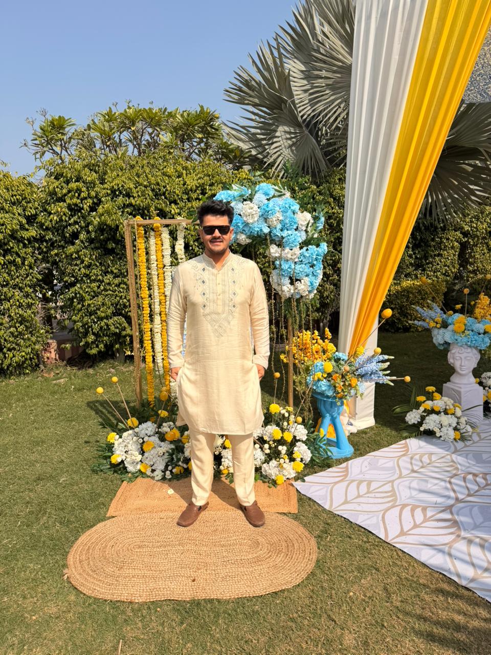 Hand-Embroidered Silk Kurta Set with Pants