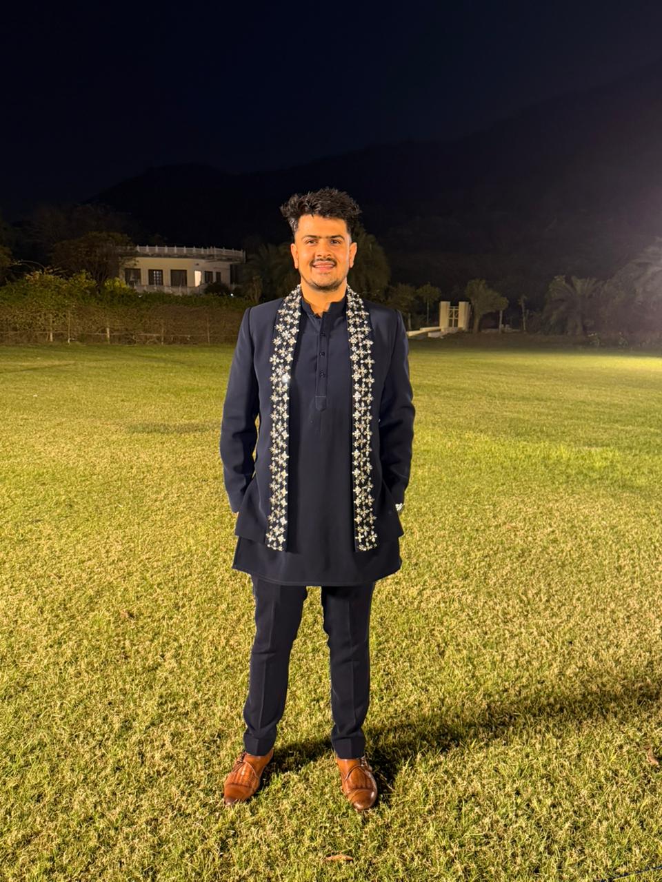 Hand-Embroidered Japanese Lycra Kurta Set
