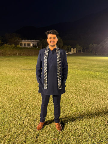 Hand-Embroidered Japanese Lycra Kurta Set
