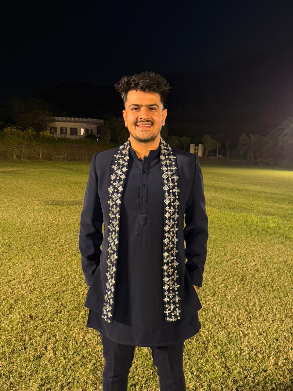 Hand-Embroidered Japanese Lycra Kurta Set