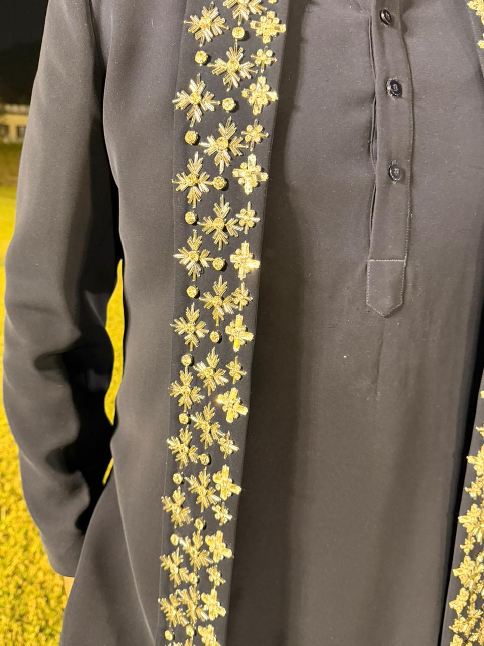 Hand-Embroidered Japanese Lycra Kurta Set