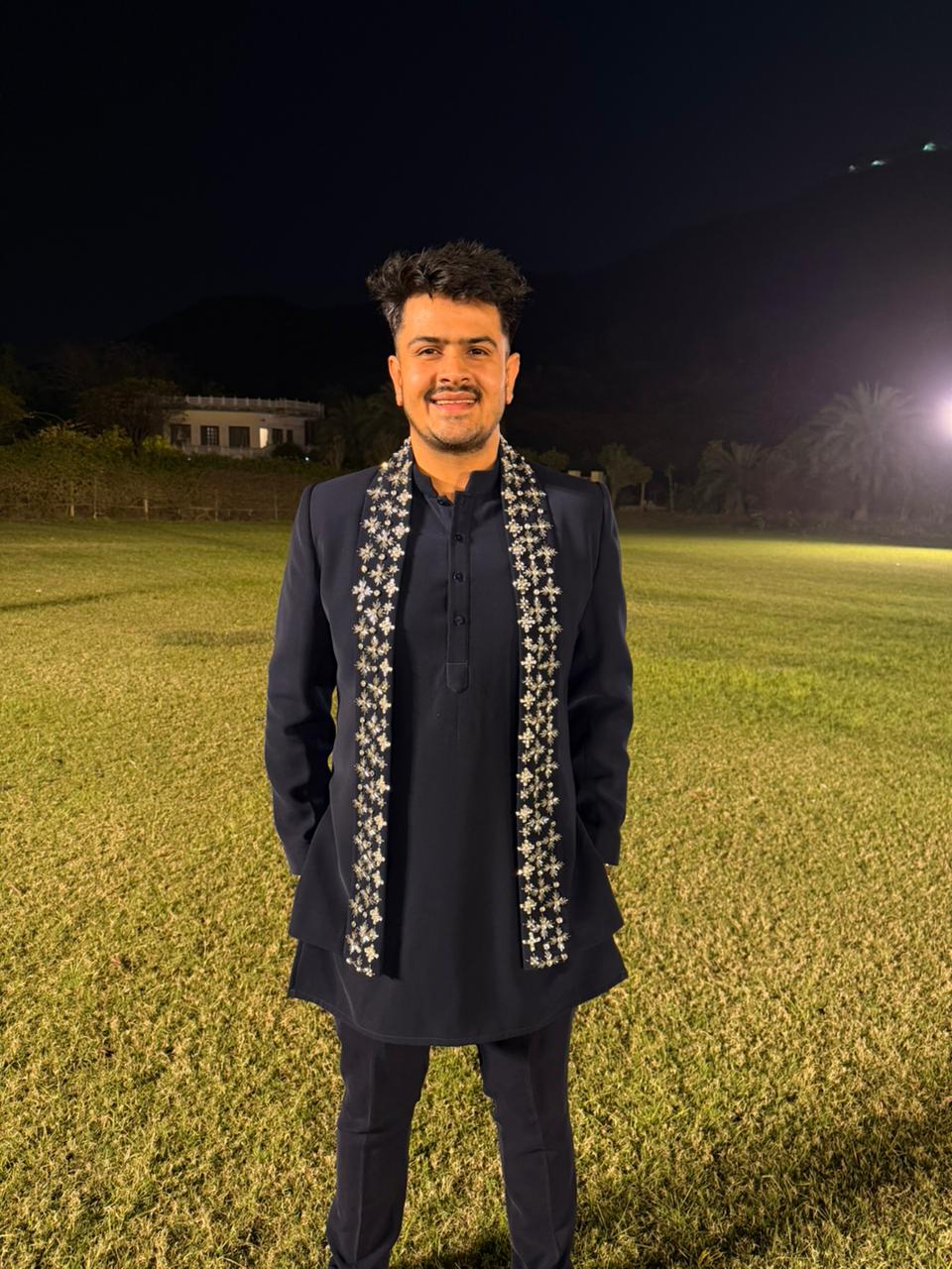 Hand-Embroidered Japanese Lycra Kurta Set