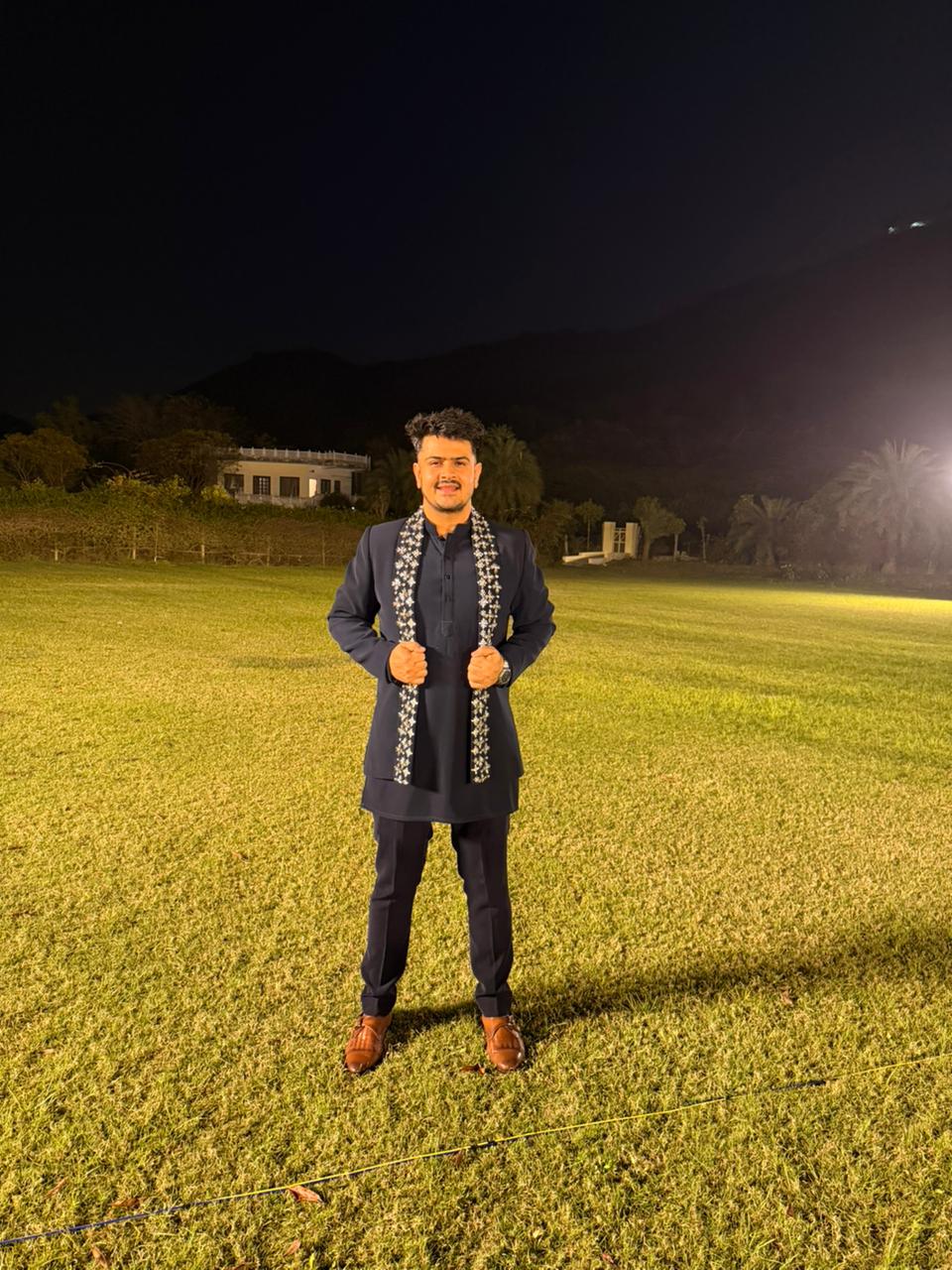 Hand-Embroidered Japanese Lycra Kurta Set