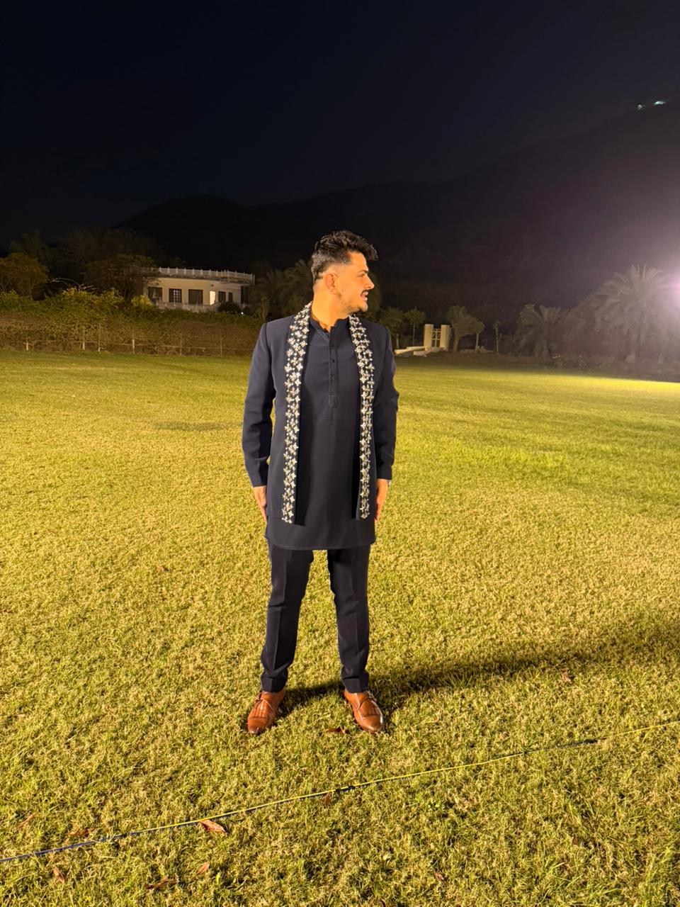 Hand-Embroidered Japanese Lycra Kurta Set